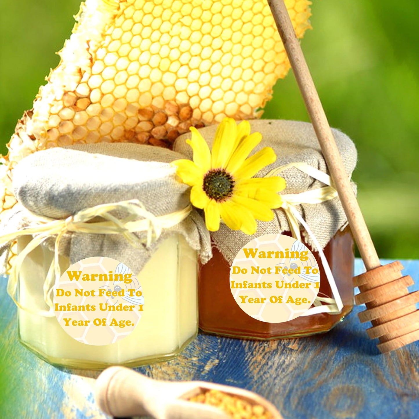 Honey Warning Caution Infants Labels 2 inch Warning Do Not Feed to Infants Label 500Pcs Pure Honey Bottle Label-Honey Safety Instruction Stickers for Small Business Canning Jars and Lids