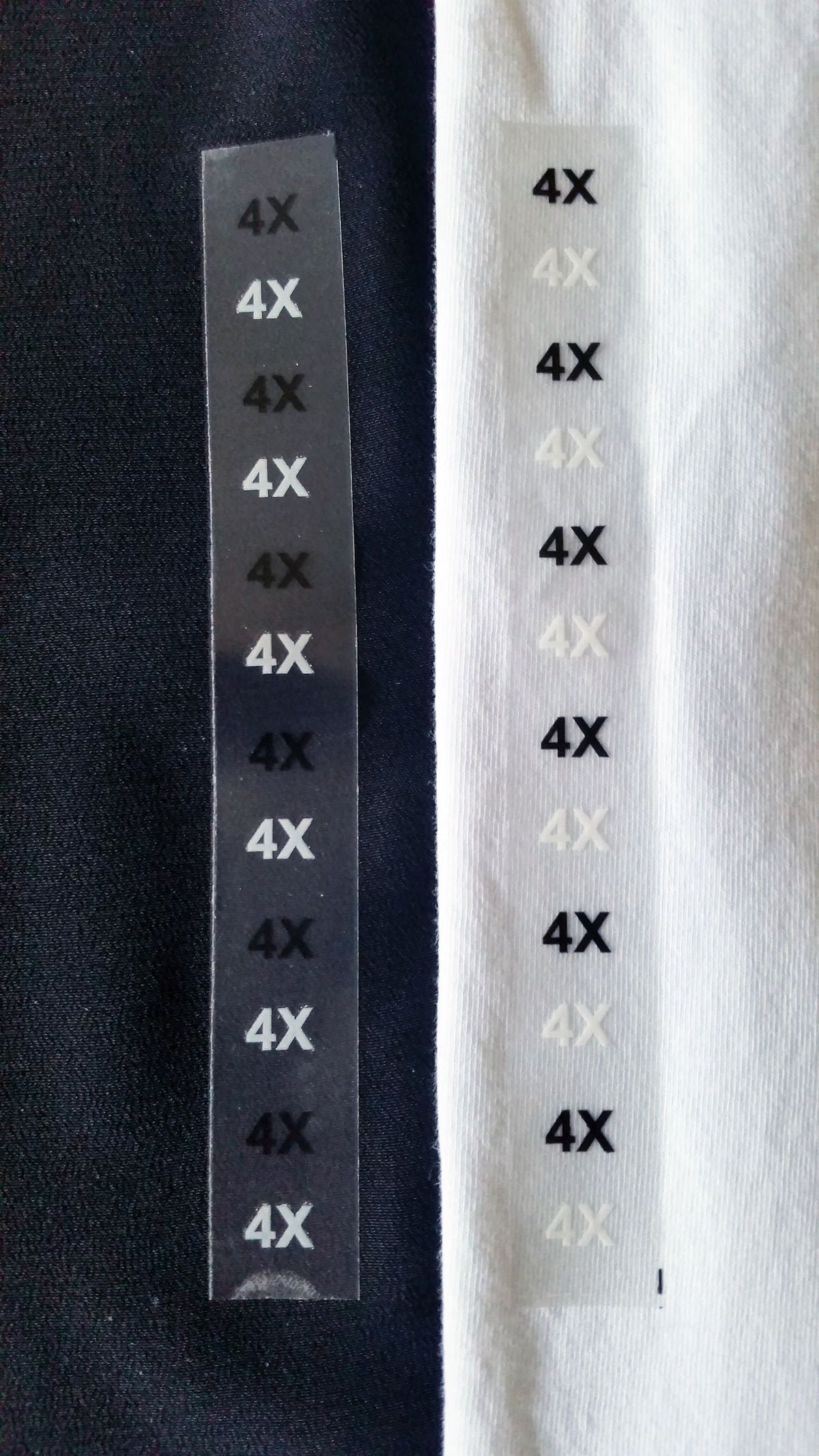 4X Modern Style Clear Clothing Size Strip Stickers 3/4 x 6 Inch 200 Labels on a Roll 4x
