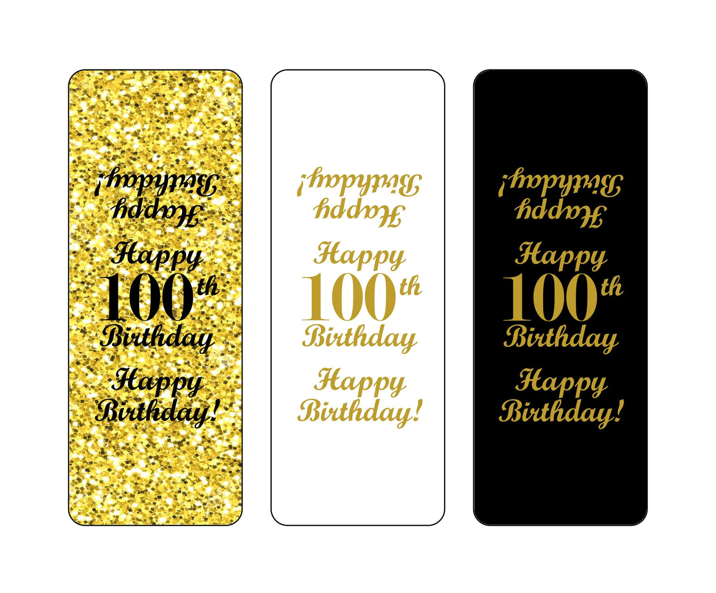 100th Birthday Nuggets Labels, Chocolate Candy Wrapper, (Set of 90) Candy Stickers; 3 Designs: 30 Gold, 30 Black, 30 White, Candy Not Included
