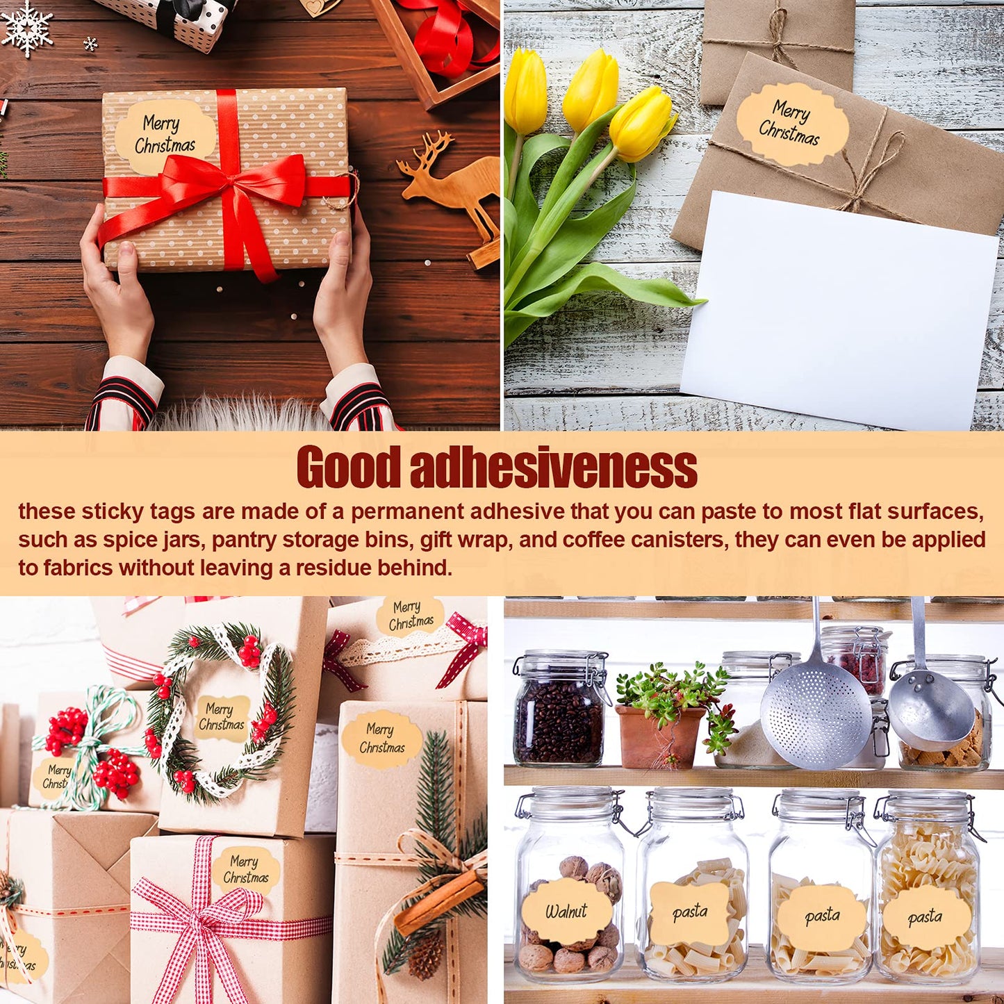Outus 150 Pcs Christmas Stickers Labels Christmas Stickers for Gifts Blank to and from Xmas Name Label Present Tag Labels for Gift Wrapping Envelope(3 x 4 Inch,Brown) Brown 3 x 4 Inch