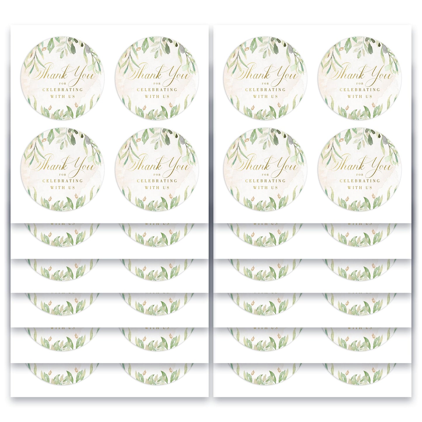 Rustic Greenery Wedding Thank You Labels Thank You for Celebrating with Us Stickers | 2 inch | Gold Foil | 60pcs Waterproof Favor Labels for Wedding, Bridal Shower, Baby Shower