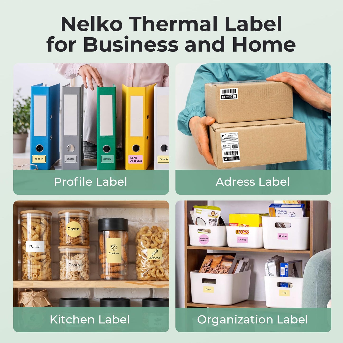 Thermal Labels for Nelko PM220 Label Maker, 2'' x 3.15'' (50x80mm) Thermal Sticker Label, Waterproof, Multi-Purpose Label Tape, 3 Roll of 100 Self-Adhesive Thermal Paper (White) 300