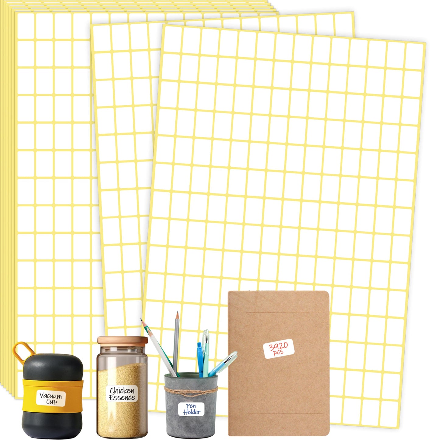 3920 PCS Matte Mimi Rectangle Stickers, Self-adhesive Rectangular Labels Small Removable Blank Stickers for Jars Boxes File Folders Envelopes School Office Supplies Kitchen Food Containers (20 Sheets) 3920 Pcs
