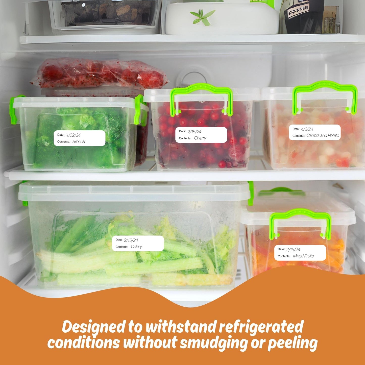 500 Waterproof Freezer Food Labels 1" x 3" Tear-Resistant Vinyl Stickers Writable Adhesive ID Tags in Dispenser Box for Meal Prep, Storage, Restaurant Use