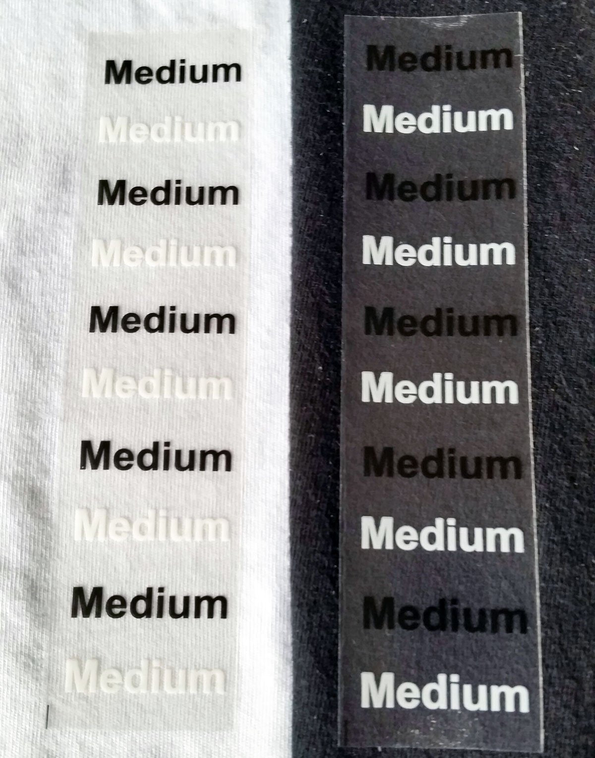 Medium Modern Clothing Labels Size Strip Stickers for Retail Apparel 1.25 x 5 Inch 125 Adhesive Stickers Medium