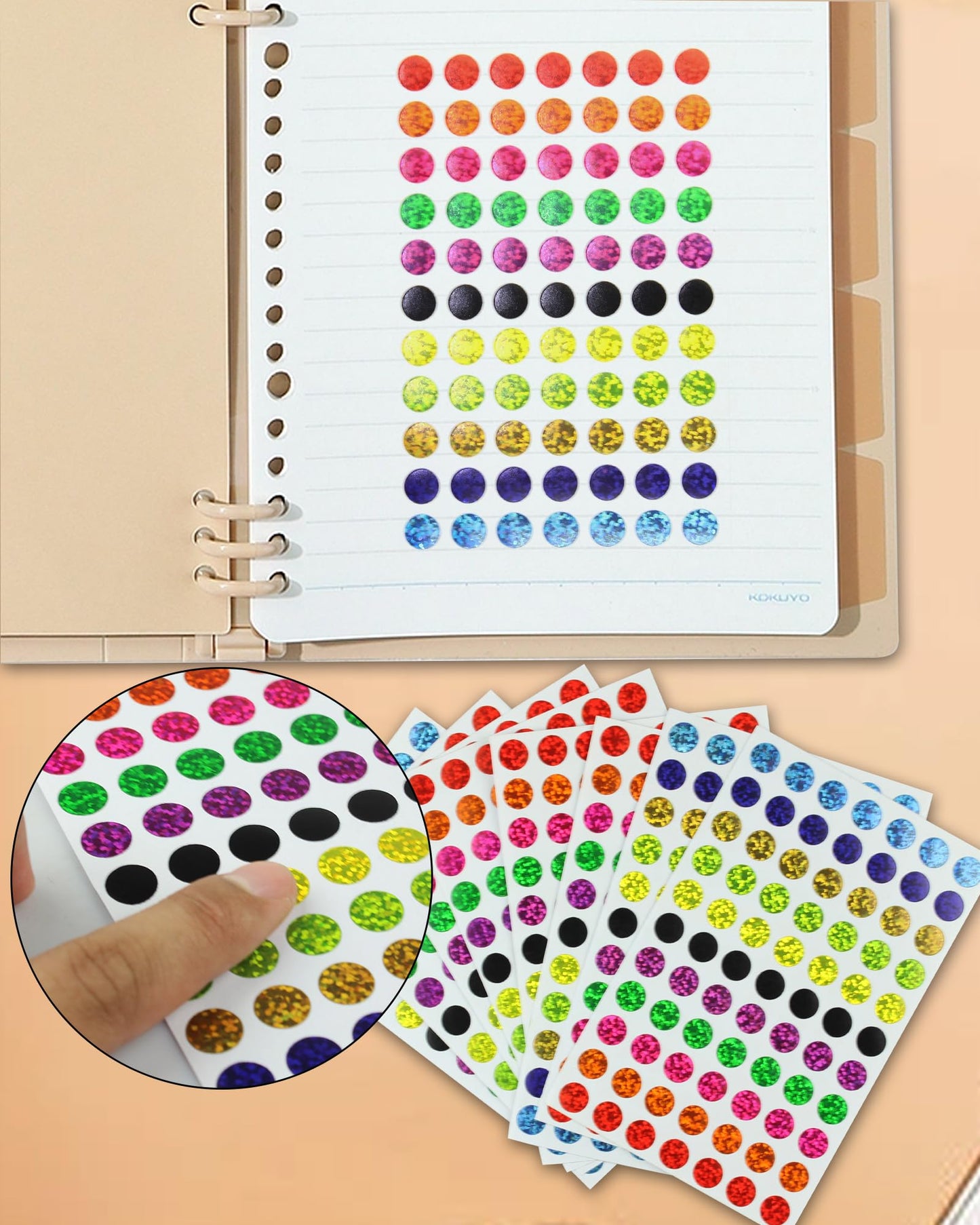 4290 Pieces Dot Stickers,Self-Adhesive Laser Small Dot Stickers Colored Dot Stickers,11 Color Style Circle Sticker Labels for Crafts, Planner, Calendar, Scrapbooking, Student Classroom
