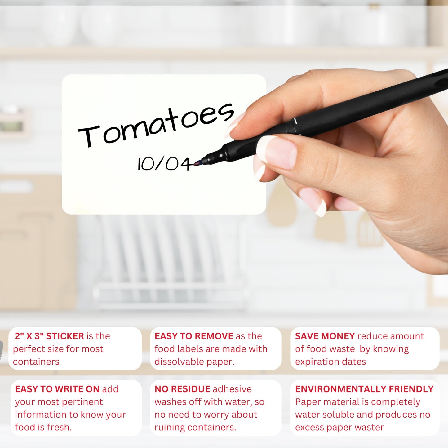 2x3 Food Labels - 500 Blank Dissolvable Stickers for Containers, Kitchen, Freezer, and Baby Food