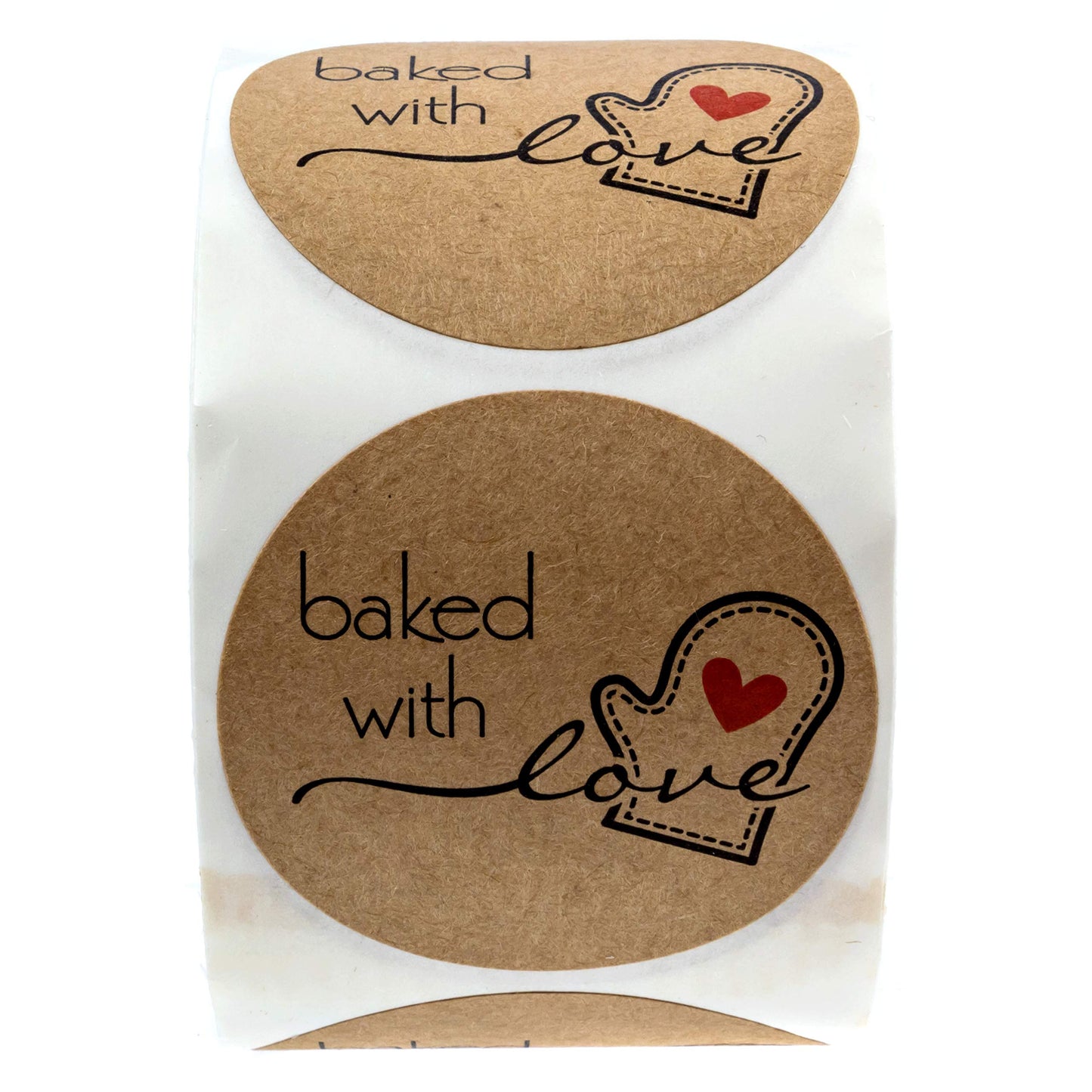 2" Round Natural Kraft Baked with Love Stickers / 500 Brown Kraft Labels / 2 Inch Made with Love Food Seals/Made in The USA 2" Kraft