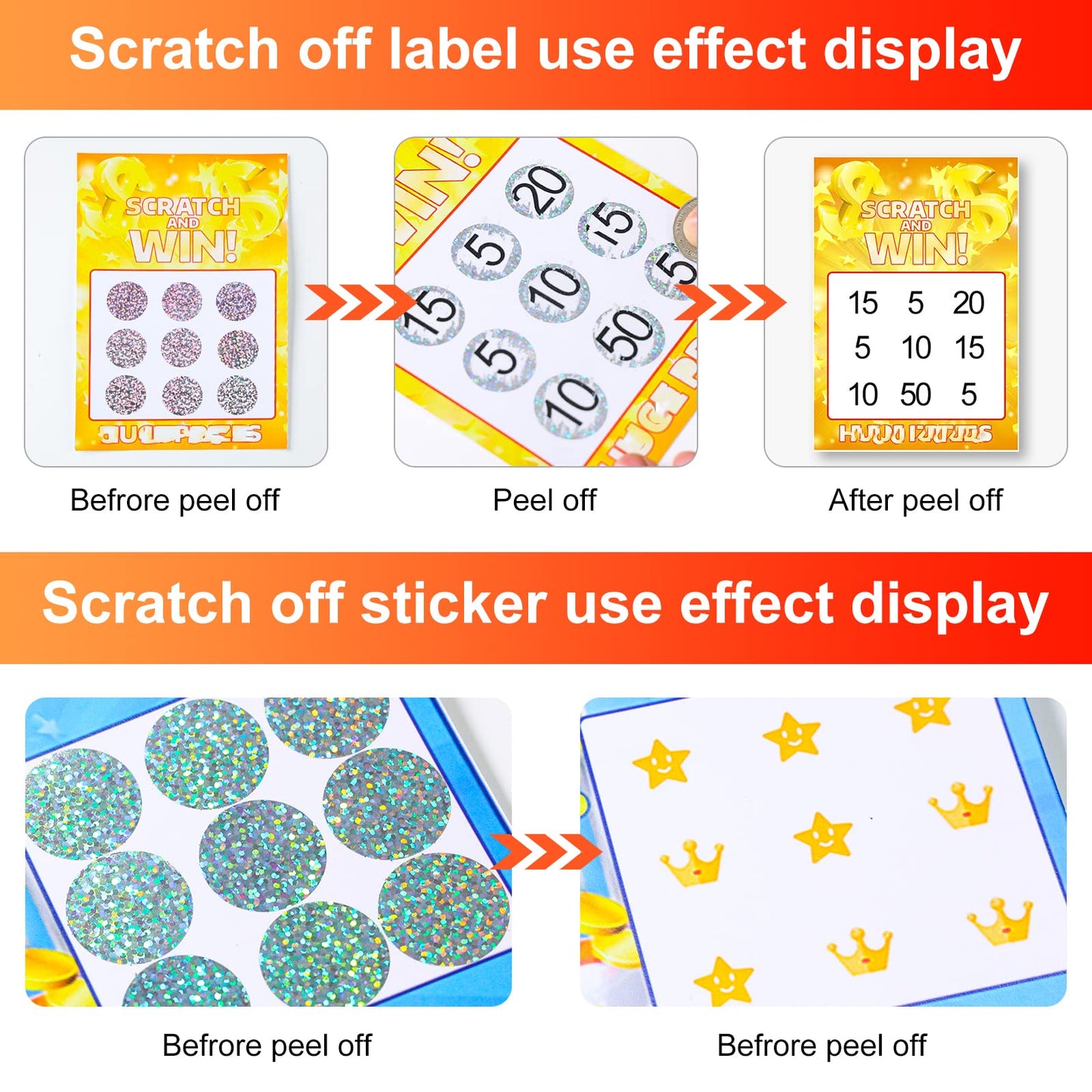 Holographic Scratch Off Sticker 1inch Round Scratch Off Label 1000pcs/roll