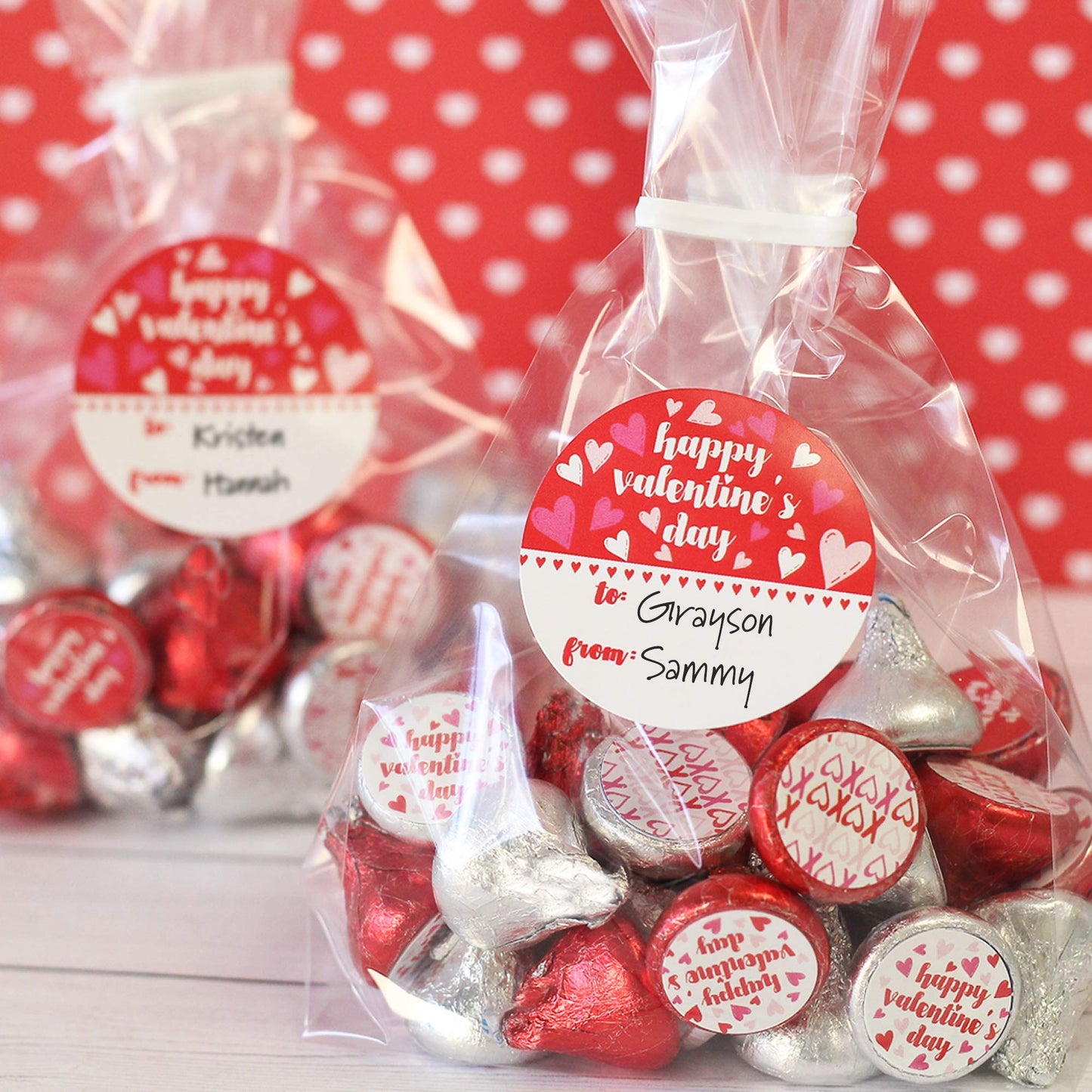 Valentine's Day Stickers for Kids, Red Heart Valentine Label Stickers, to from Valentines Stickers - 40 Count