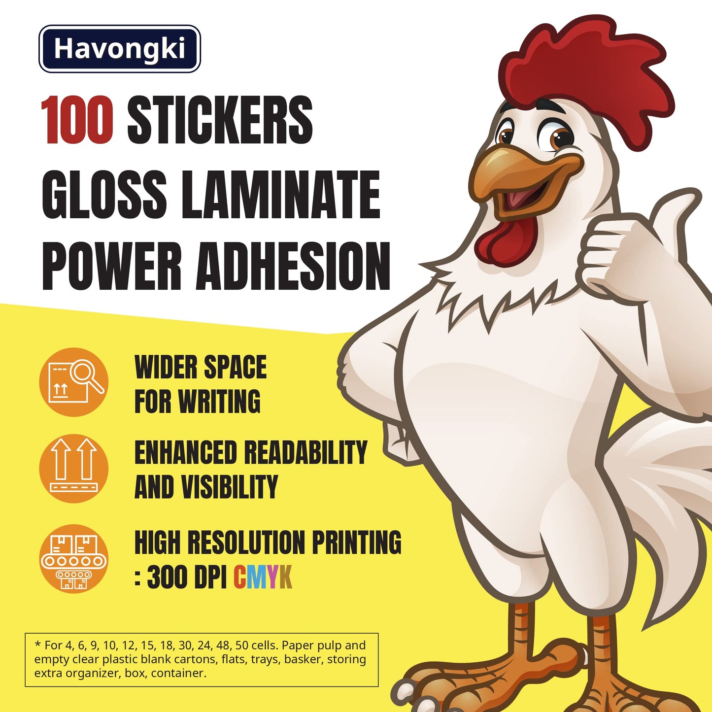 100pcs Premium Fresh Farm Eggs Handling Care Instructions Stickers Labels Accessories | 4 6 12 15 18 30 48 50 Egg Blank Cartons Basket Box Container Storing Extra Organizer (M02-3SS)