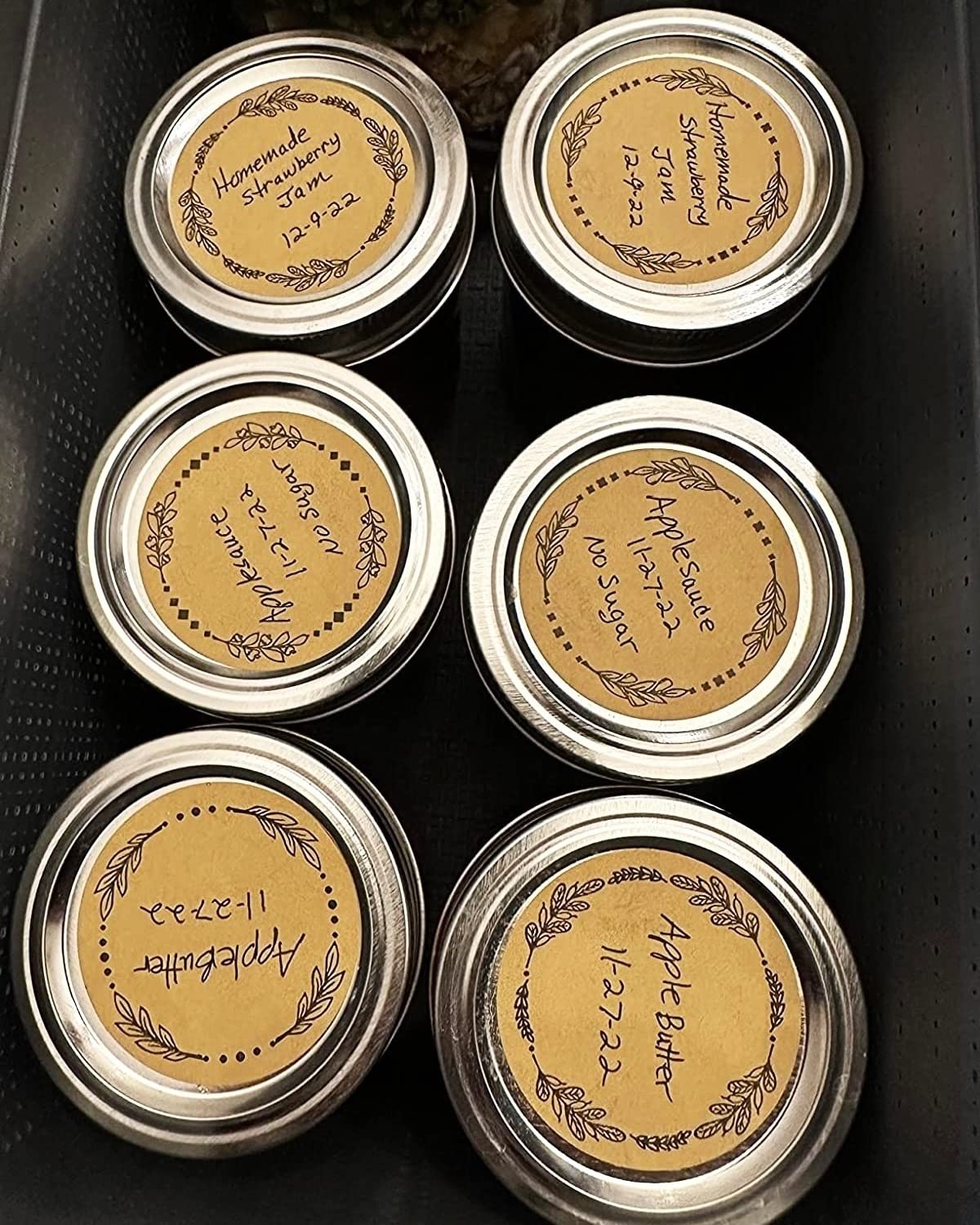 500pcs 2" Label Stickers for Jars and Lids, 4 Different Wreath Designs, Kraft Sticker Labels for Pantry, Mason Jars, Canning, Bottles 4 Different Wreath Design (2 Inch)