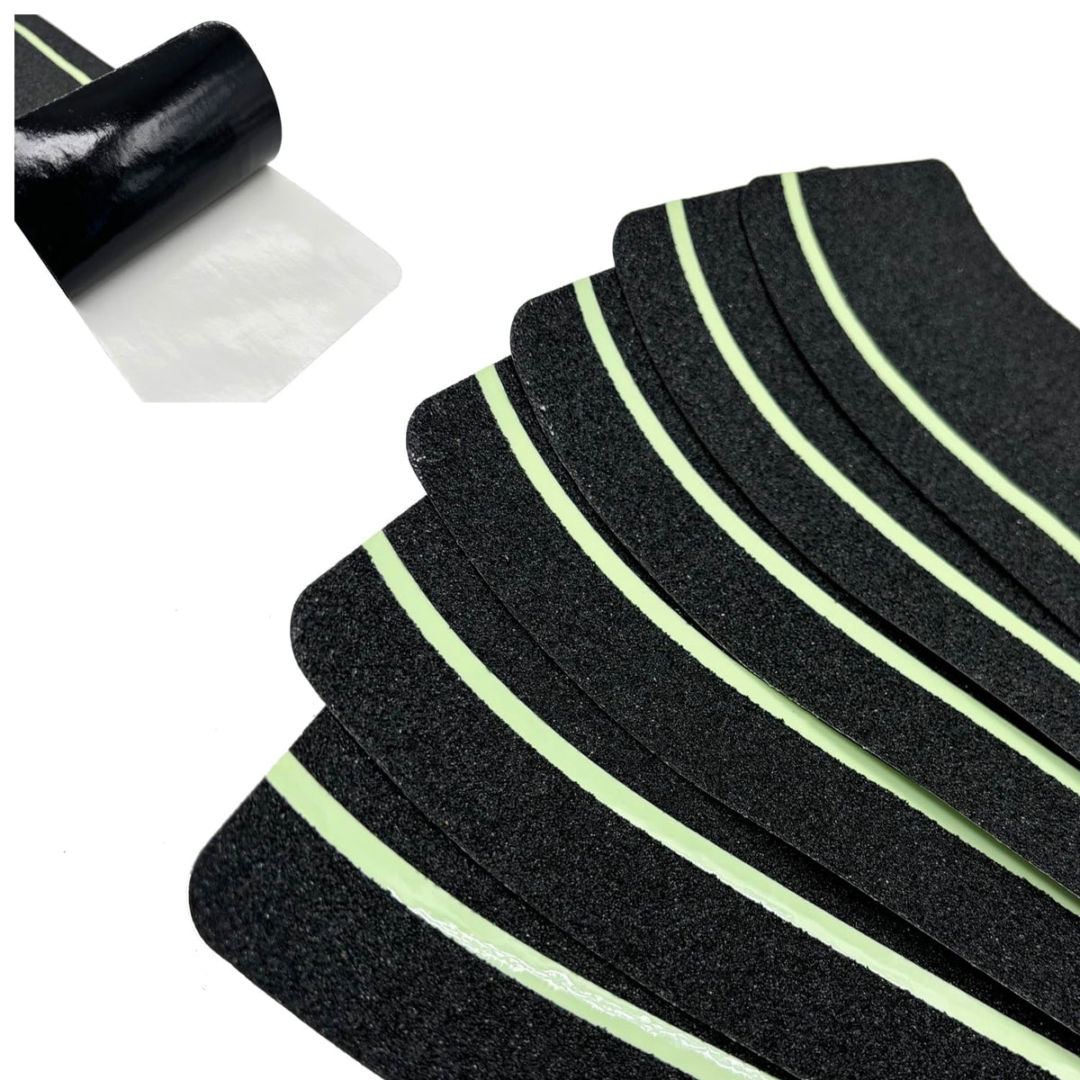 5Pack Anti Slip Traction Tape with 12mm Glow in the Dark, 6 inch x 30 inch, Non-Slip Grip Adhesive Tape to Indoor or Outdoor Stair,Tubs, Boats, Safety Grip Tape Non Skid for Stair Steps #02Black with Glow in Dark 6 inch x 30 inch 5pcs