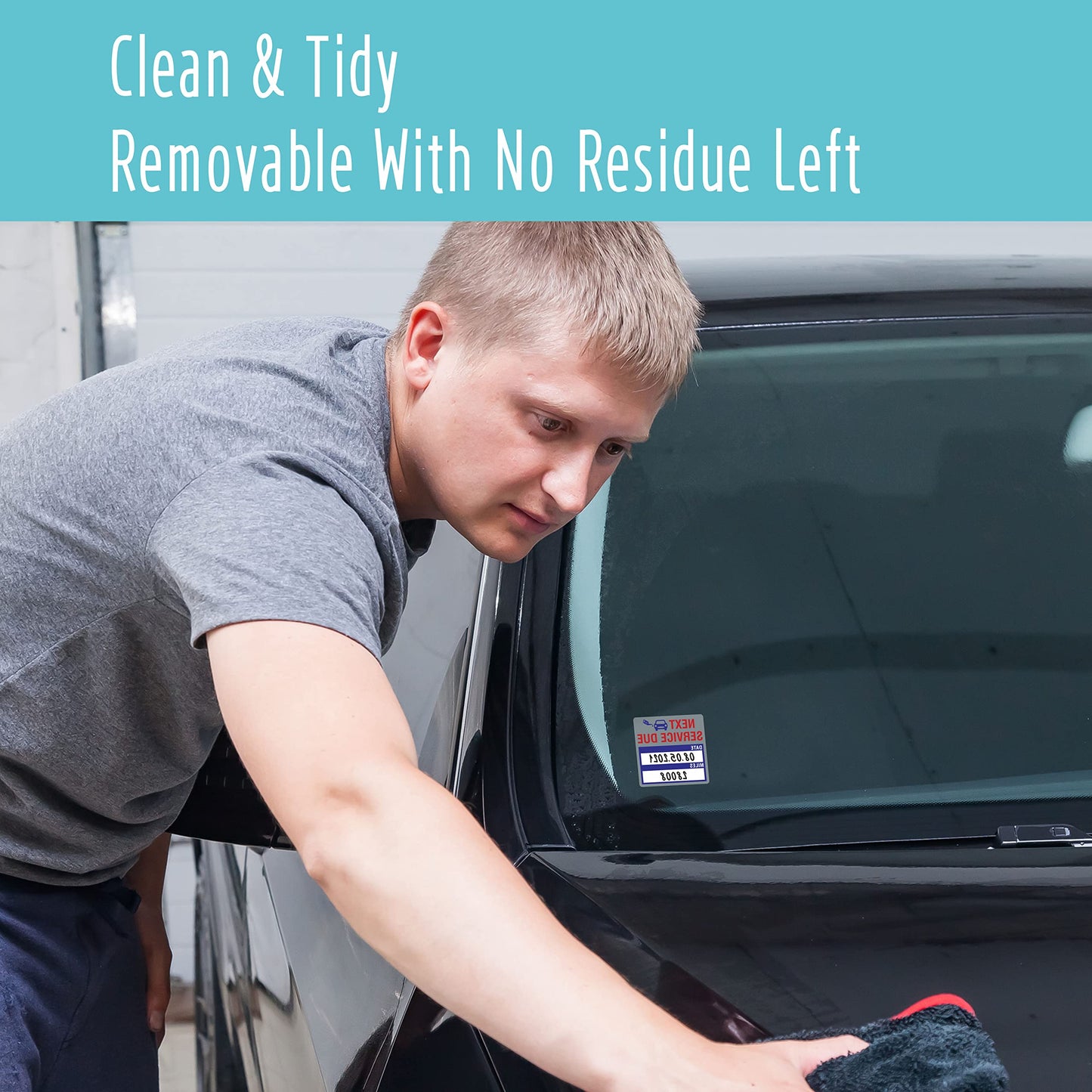 150 PCS Oil Change Auto Maintenance Service Due Reminder Stickers,Waterproof/Tear Resistant Residue-Labels in Roll with Perforation Line(Each Measures 2” X 2”) Blue 150Pcs