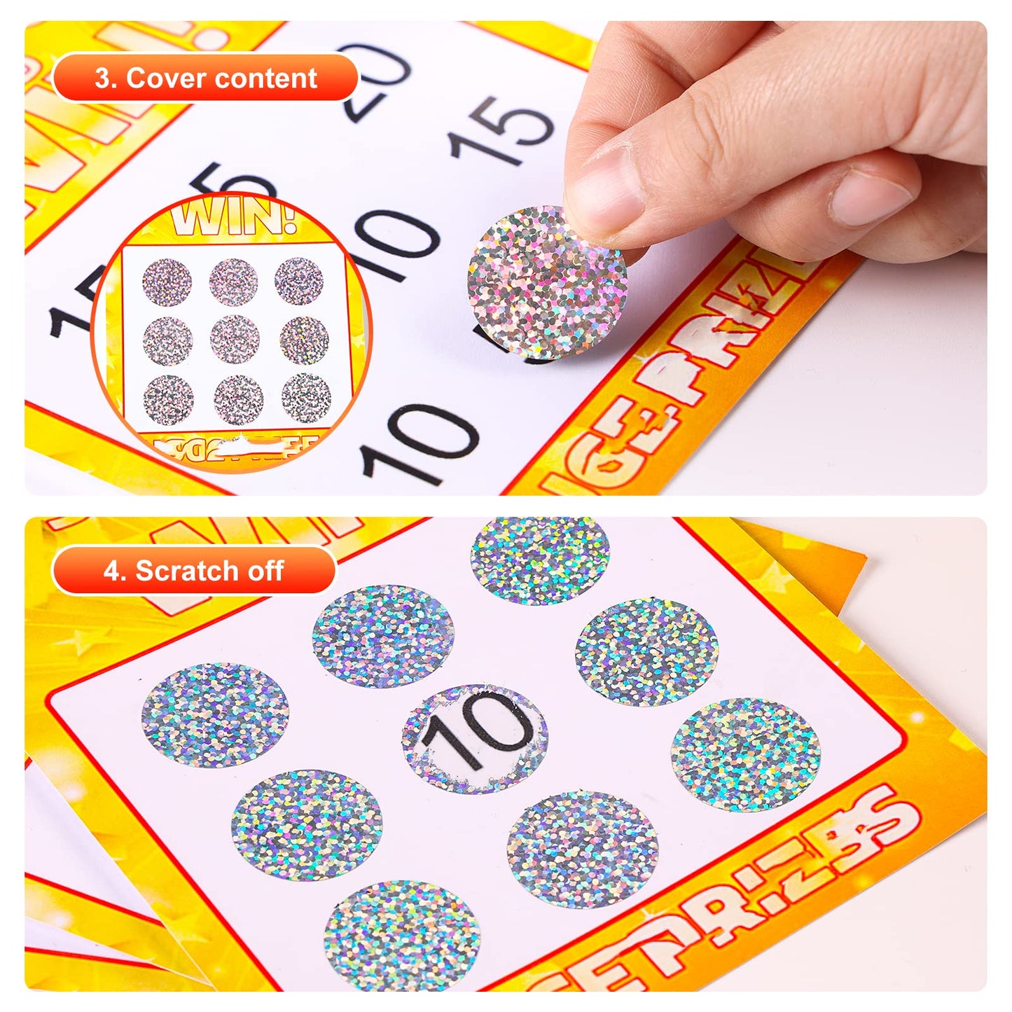 Holographic Scratch Off Sticker 1inch Round Scratch Off Label 1000pcs/roll