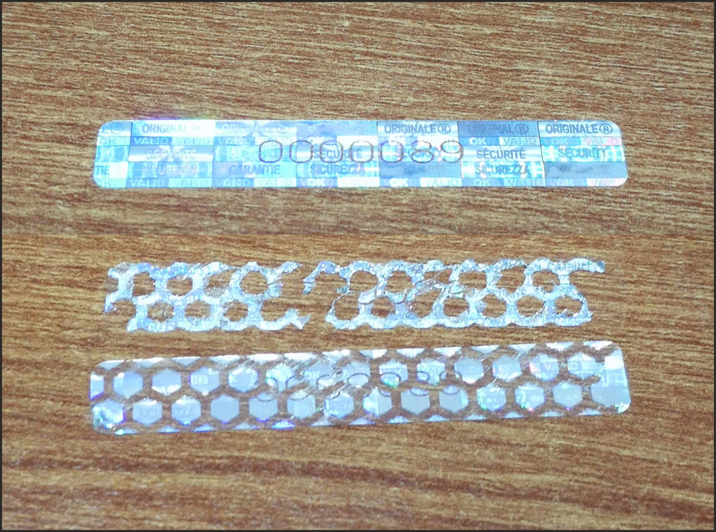 250 pcs Hologram Seals, Security Hologram Stickers, Void Tamper Evident Holographic Labels 1.89 x 0.29 Inch