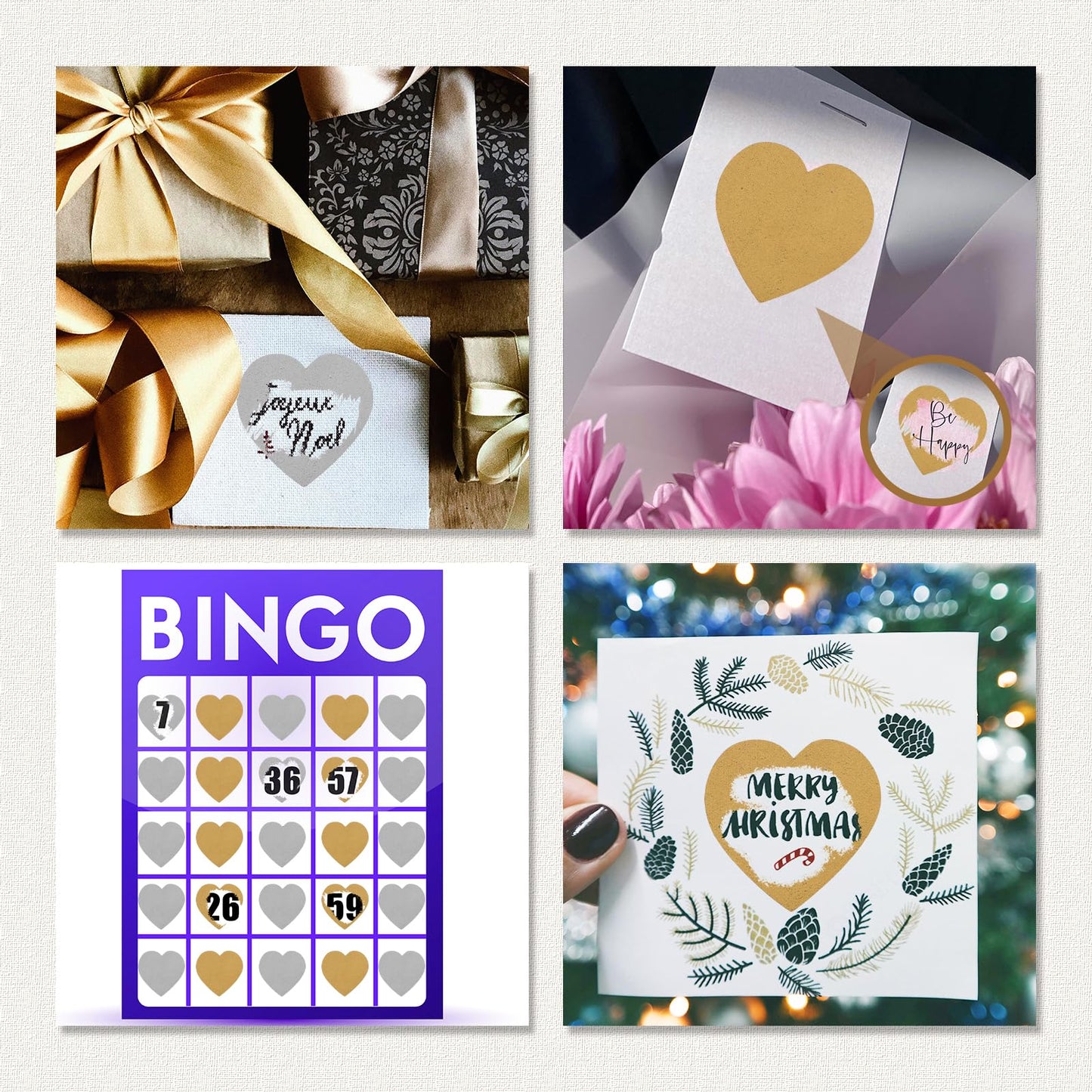 600pcs Scratch Off Stickers, 1in Heart Shaped Scratch Off Stickers Labels Self Adhesive Scratch Offs DIY Scratch Off Cards for Reward Card Lottery Tickets DIY (Gold & Silver)