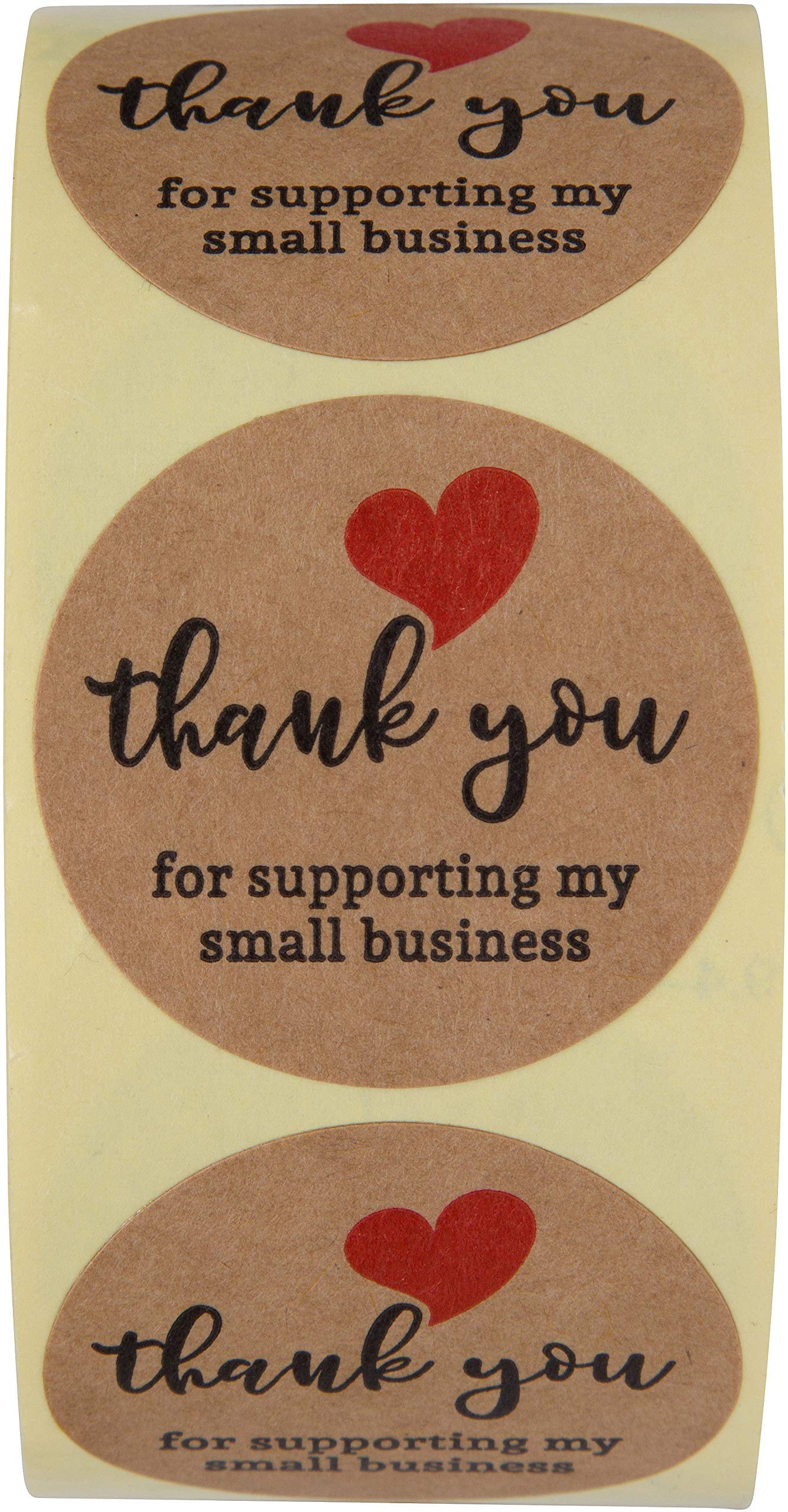 Sweetzer & Orange Thank You for Supporting My Small Business Stickers | Roll of 500 Kraft Stickers | Labels & Mailing Supplies for Small Business Boutique Bags & Merchandise Bags