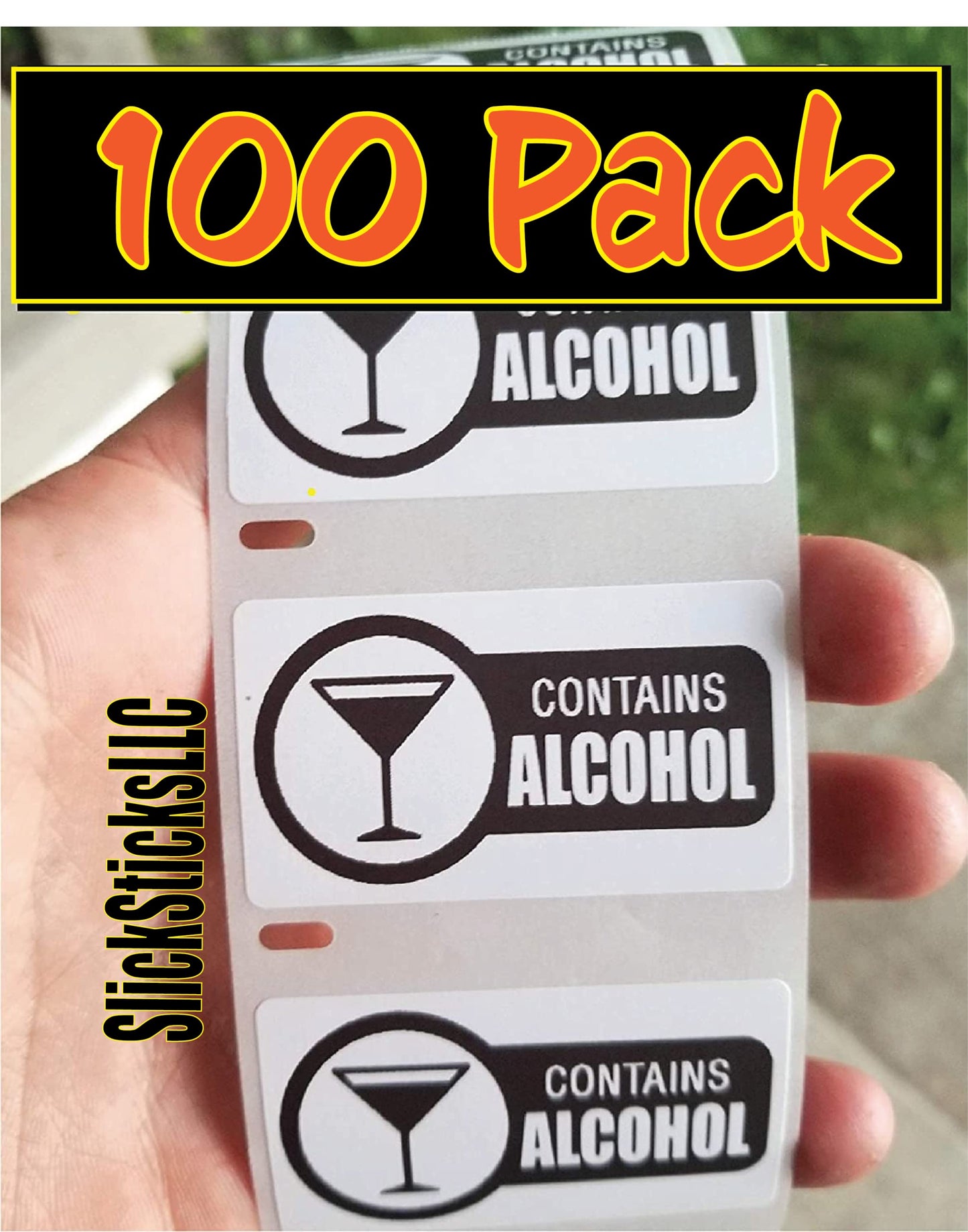 100PCS Contains Alcohol Stickers Bulk Warning Labels Stickers Sticker Label