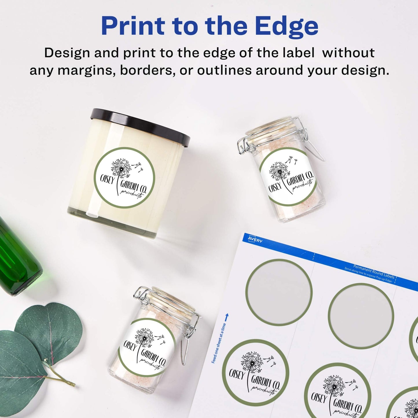 Avery Printable Round Labels with Sure Feed, 2" Diameter, Matte White, 300 Customizable Labels (22877) 8.5" x 11" 300 labels