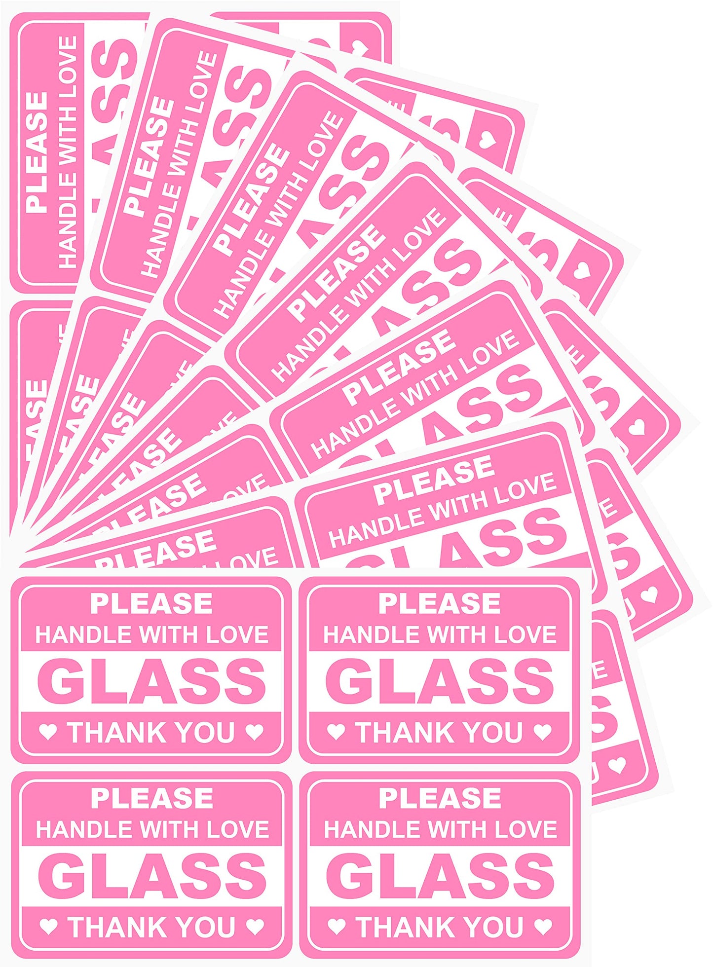 2"x3" 200 PCS Pink Glass Sticker Fragile Handle with Love Labels Stickers Shipping Mailing Cartons Envelops Adhesive Labels 50 Sheets-Poskornwel