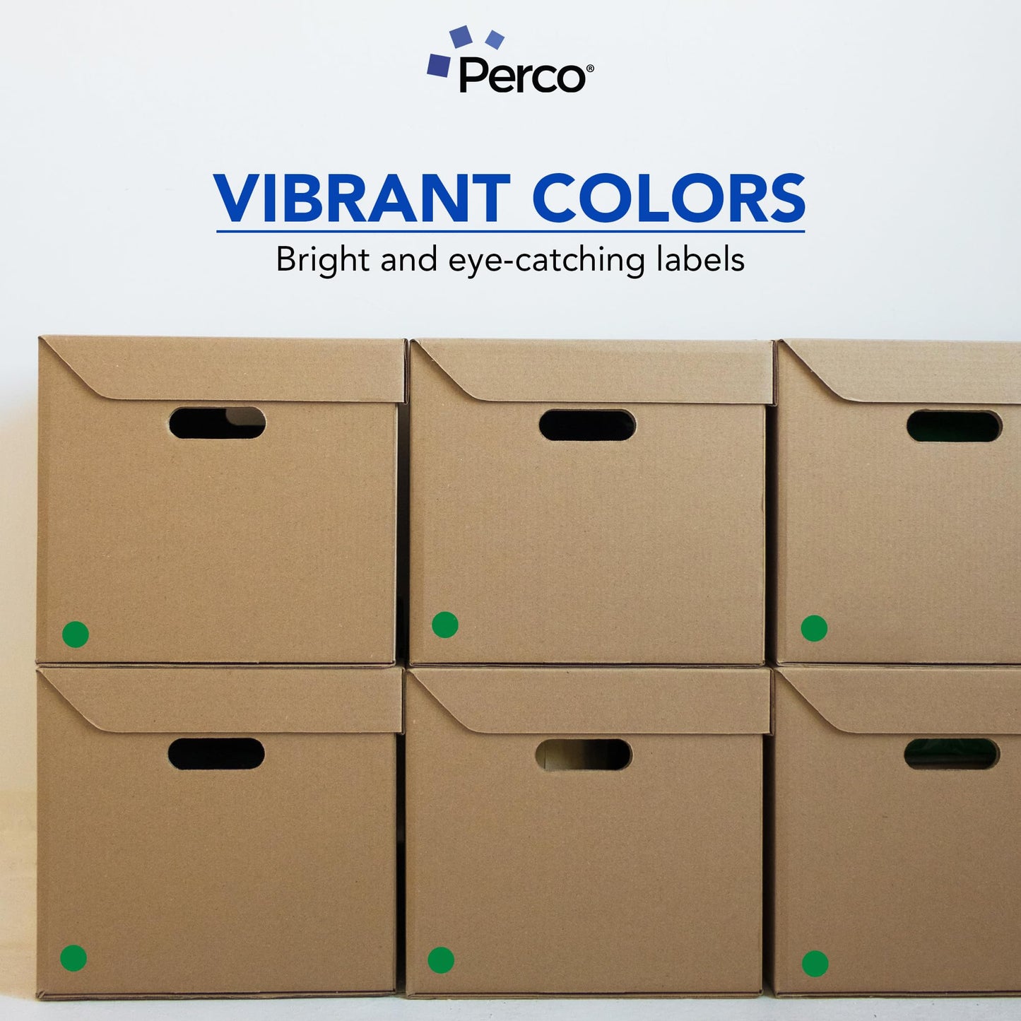 Perco Green 1-Inch Round Circle Dot Sticker Labels with Permanent Adhesive - 1,000 Labels per Roll - Vibrant Colors, Strong Adhesion - Made in USA 1 Roll