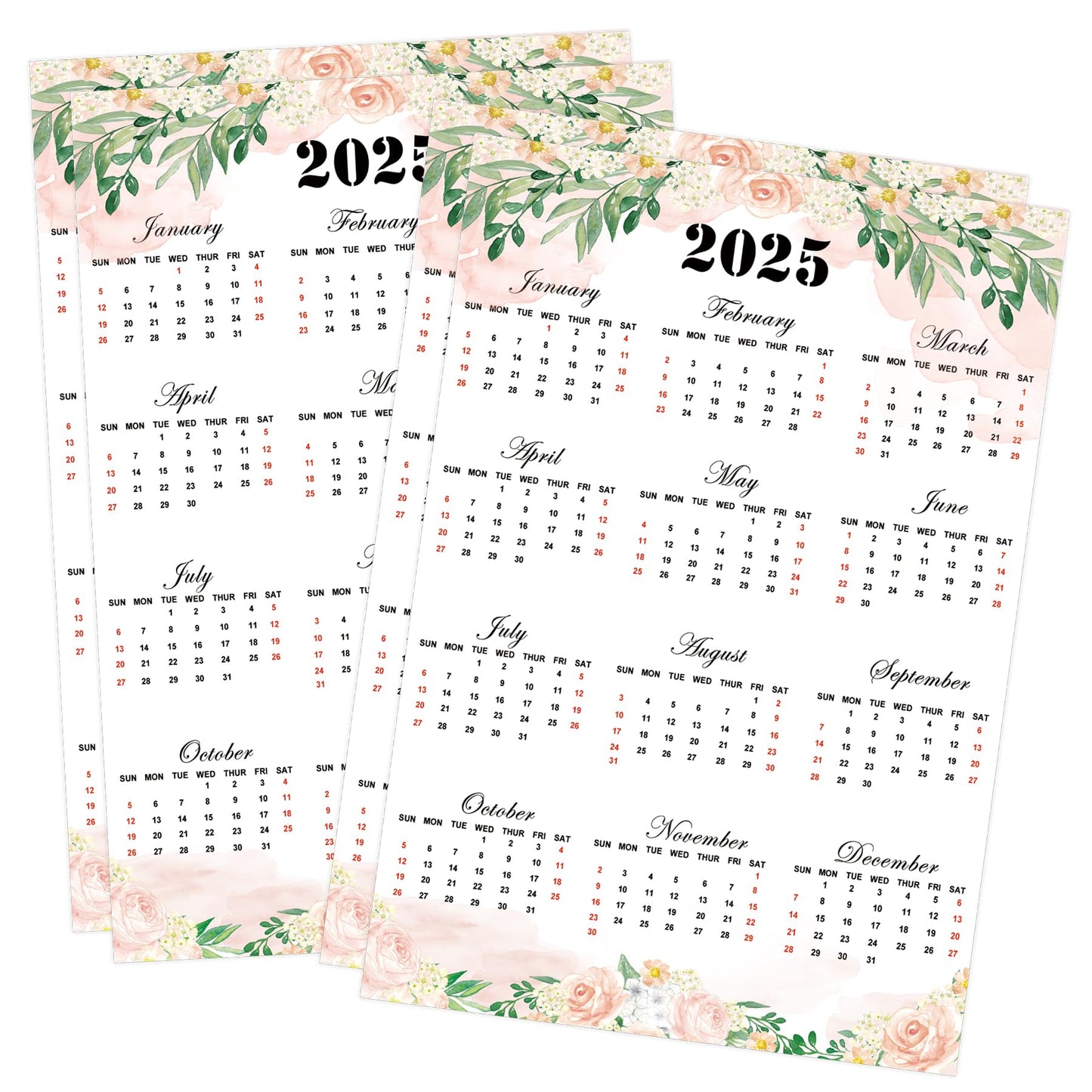 Mini 2025 Schedule Calendar Stickers 12 Monthly Planner Date Page Sticker Open-Dated Monthly Planning Labels for Customizing Undated Planners, Calendar 4 Pack (Flower) Flower