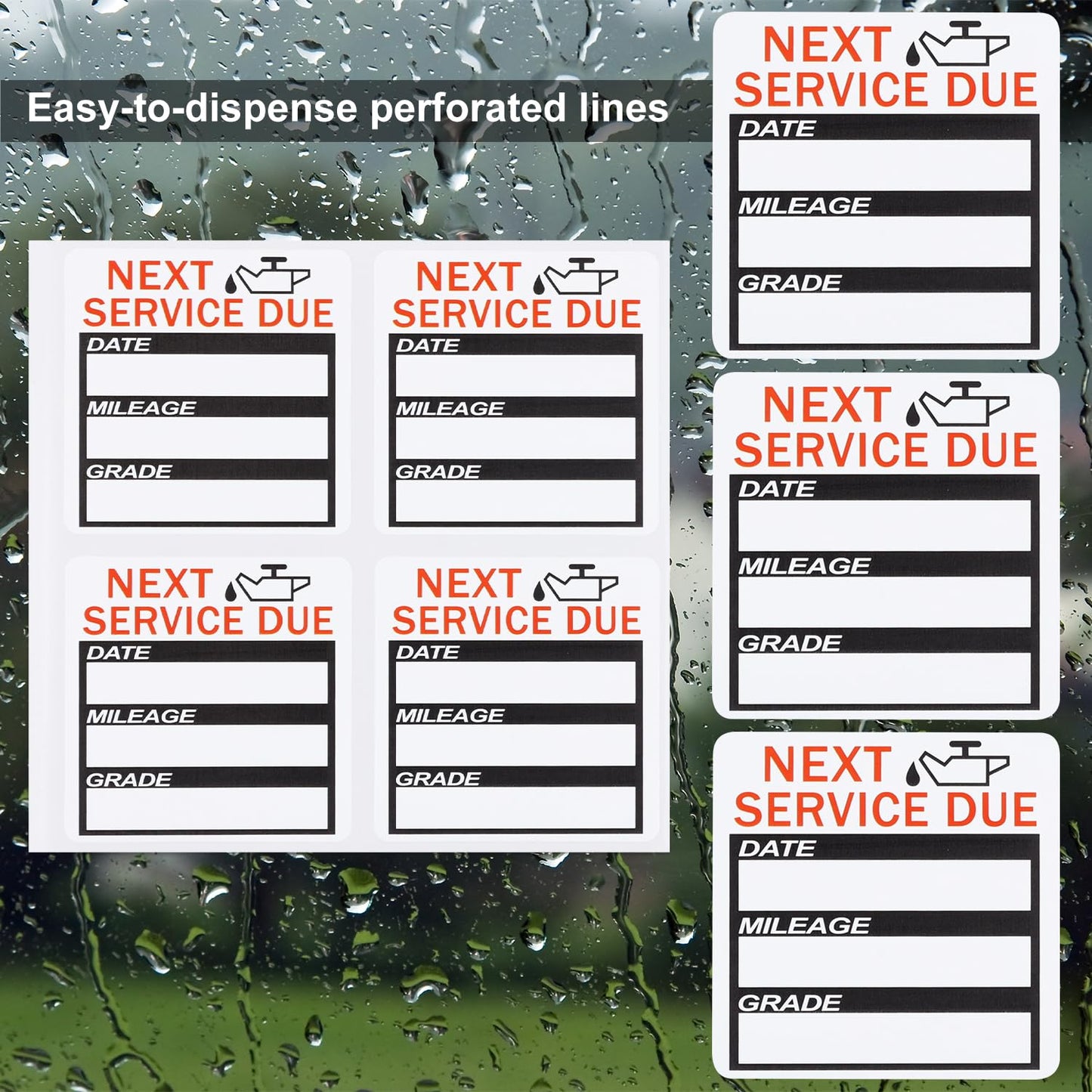 120pcs Oil Change Stickers, 1.97 Inch Next Service Due Stickers Removable Oil Change Reminder Labels Oil Change Decal Static Cling, No Residue for Vehicle Windshield Window