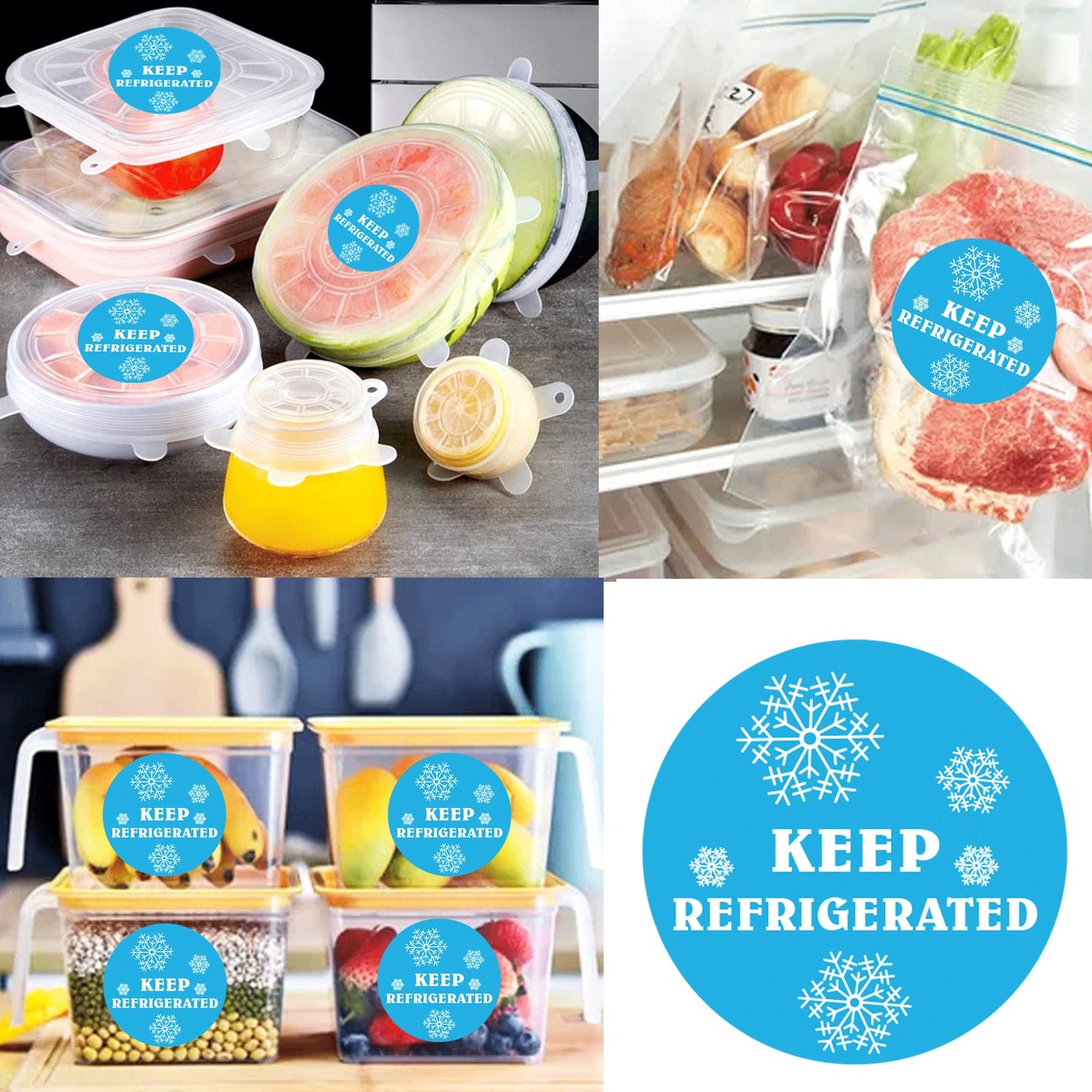 wootile Keep Refrigerated Stickers Waterproof 1.5 Inch Fluorescent Round Dots Blue Keep REFRIGERATED Food Packaging Warning Labels for Pharmacy, Drug Stores,Warning Labels,Health clinics 500Pcs