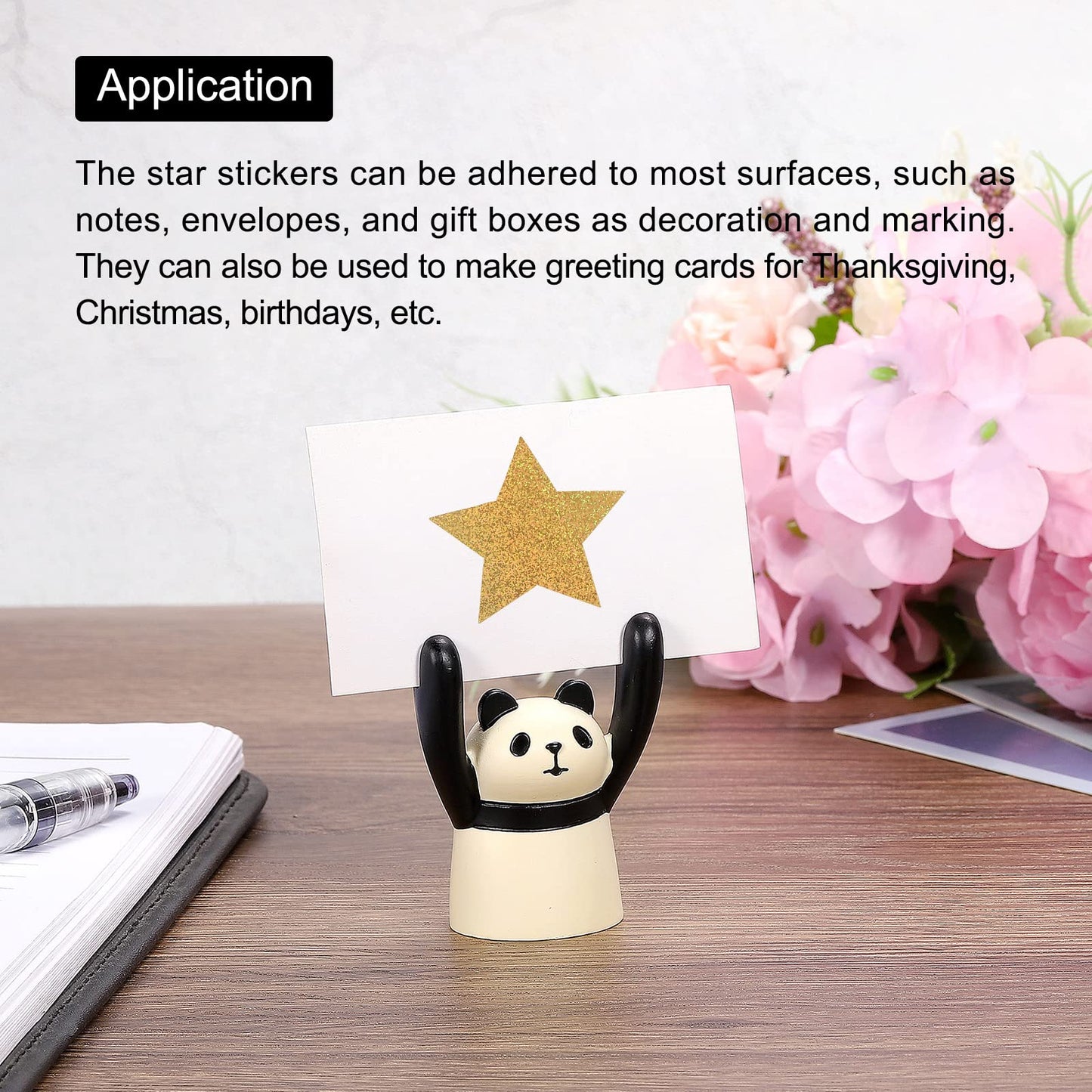 MECCANIXITY Glitter Star Stickers 1 Inch DIY Adhesive Sparkling Labels for Notes, Greeting Cards, Gift Boxes, 500 Count/Roll Gold Powder