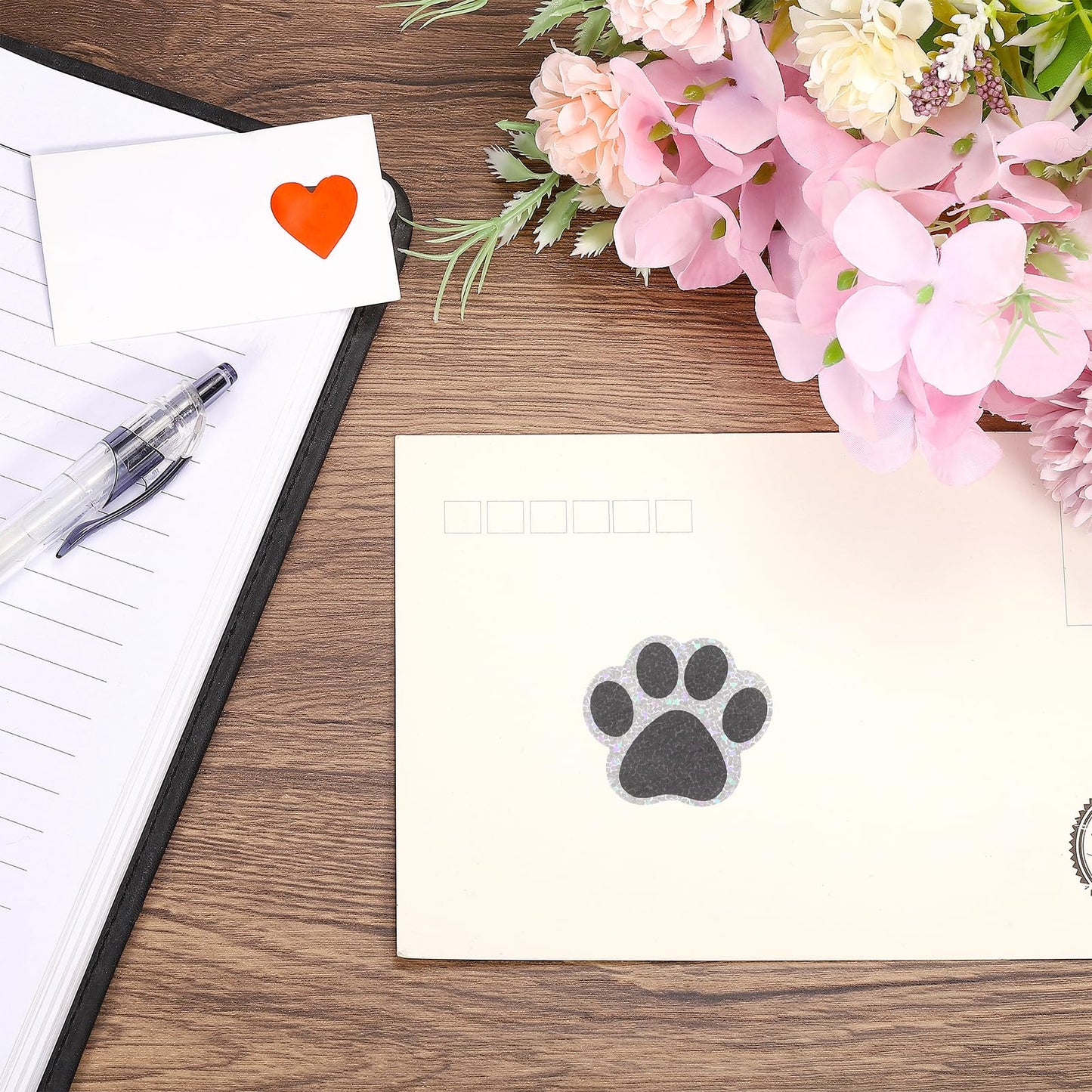 MECCANIXITY Adhesive Label Stickers Sequin Mixed Color 1000Pcs Paw Prints Stickers 1.5inch Dog Paw Bear Paw Stickers for Children Teacher Fit Crafts Party