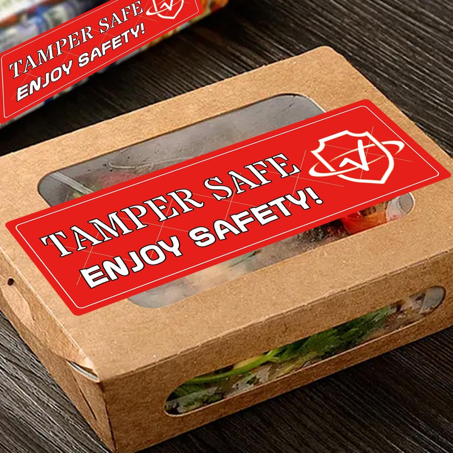 Tamper Safe Stickers Tamper-Evident Label Seals 1.5 x 4 Inch - Tamper Evident Proof Seals for Food Safety to-Go Drink Stickers with Secure Enjoy Safety 250 Pcs