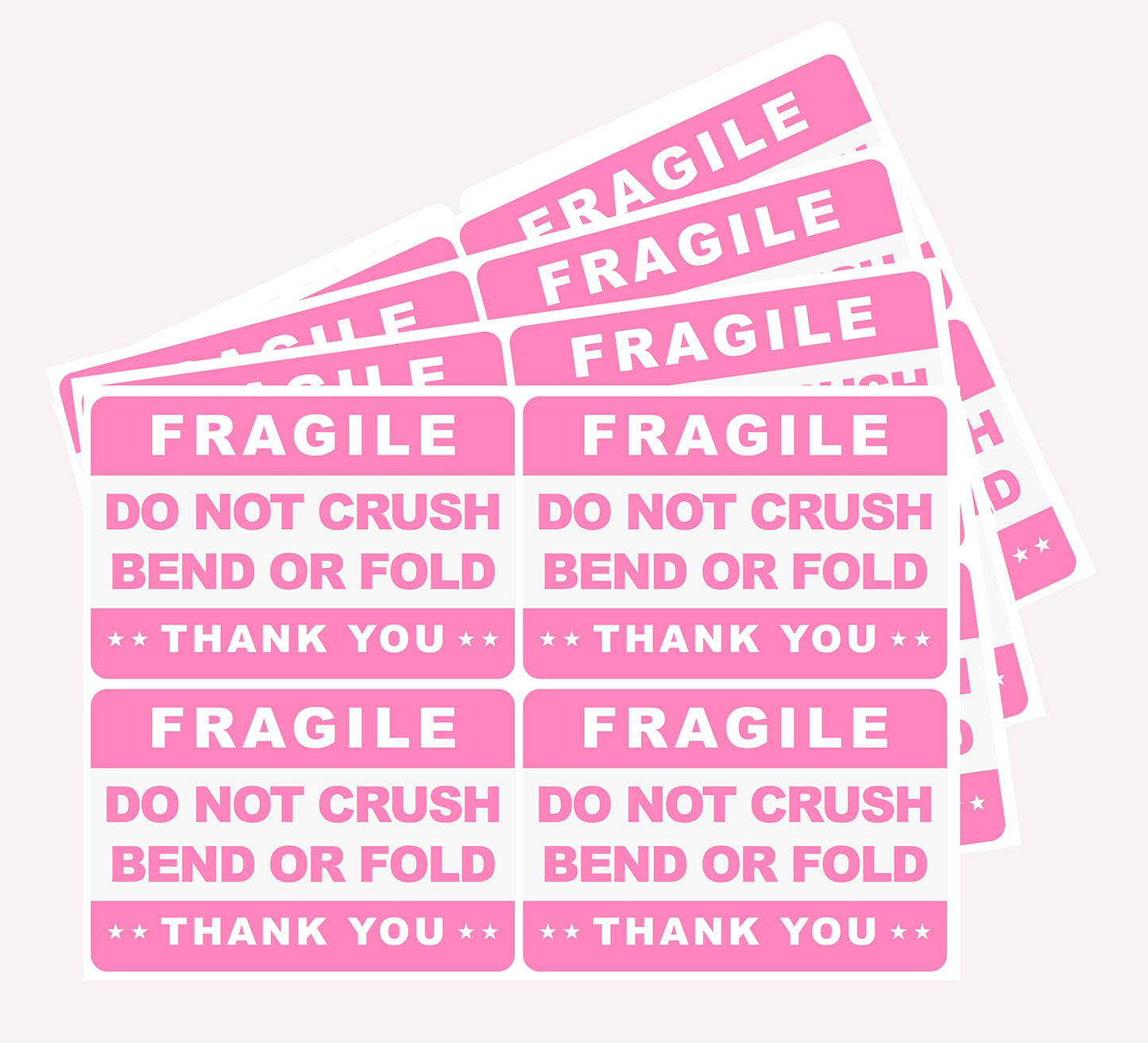 Do not Crush Bend or Fold Shipping Stickers, MeshaKippa 2x3" 200pcs Pink Envelopes Mailing Cartons Shipping Warning Labels
