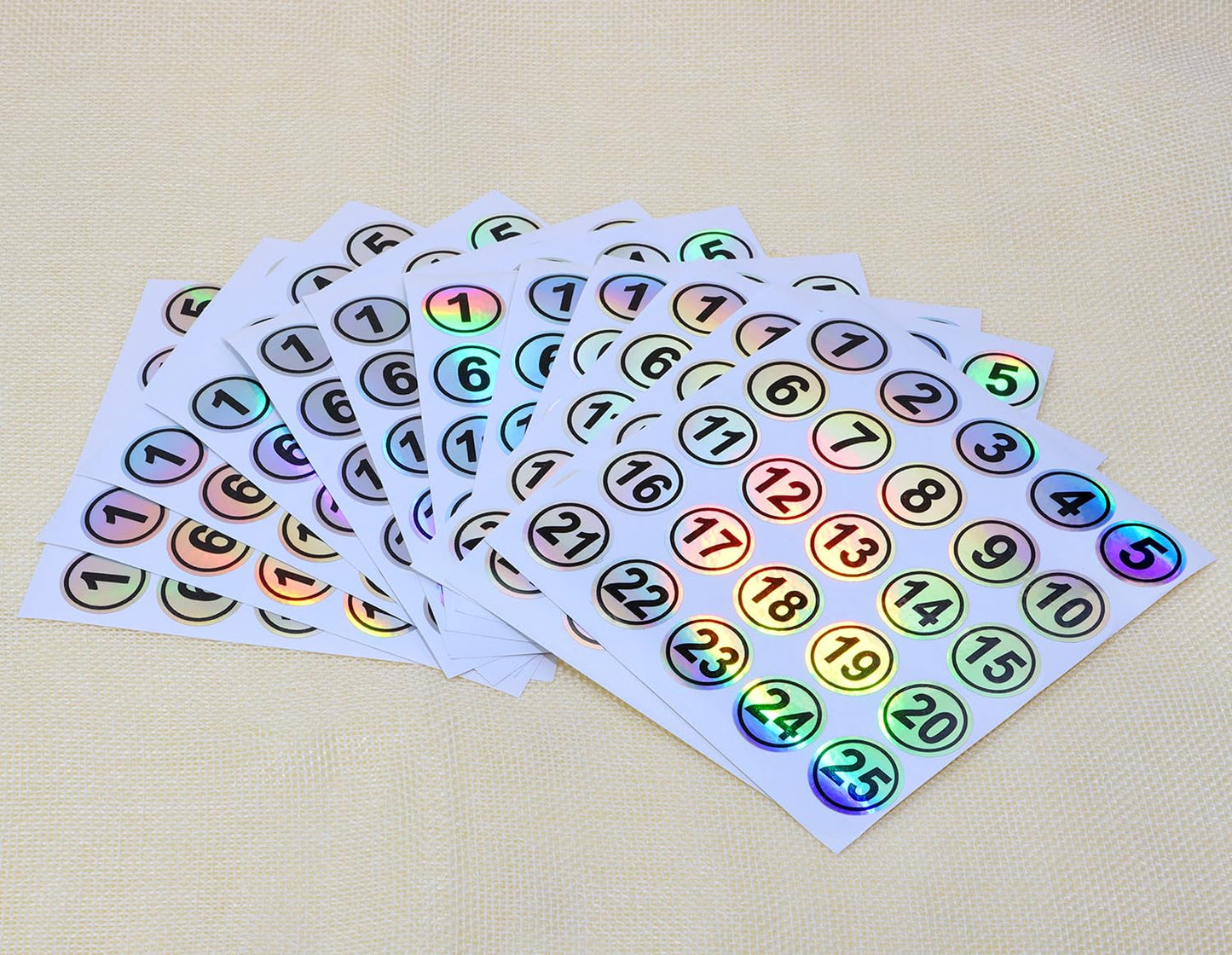 Mini Skater Laser Consecutive Stickers 1 to 25, Waterproof Round Number Labels, 0.78 Inch Self-Adhesive Number Decals for Classroom, Office, Indoor Storage Boxes (Black) Black