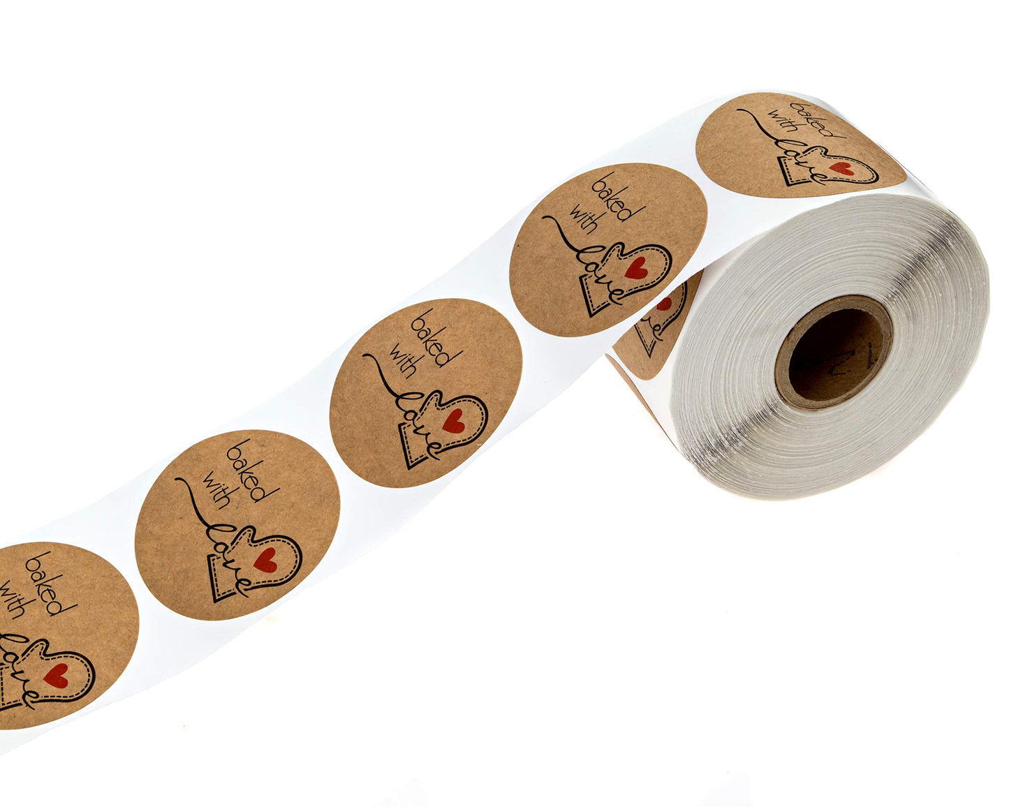 2" Round Natural Kraft Baked with Love Stickers / 500 Brown Kraft Labels / 2 Inch Made with Love Food Seals/Made in The USA 2" Kraft