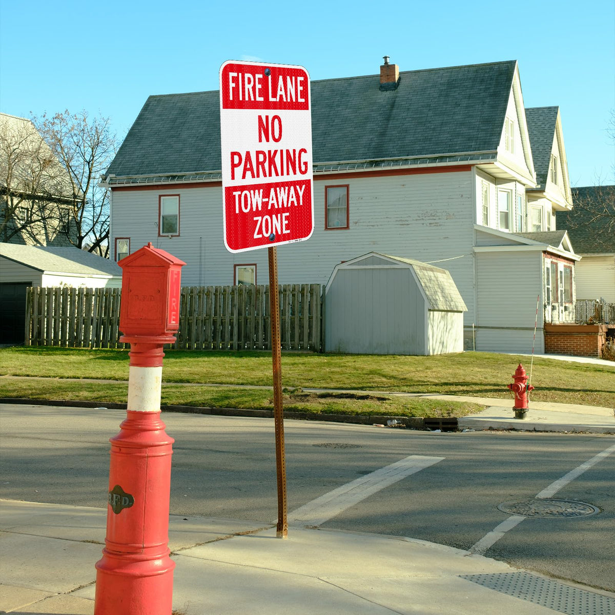 Fire Lane No Parking Sign, Fire Lane No Parking Tow-Away Zone Sign, 2Pack-18"x12" Engineer Grade Rust Free Reflective Aluminum, Fade Resistant, Weatherproof,UV Protected, Easy to Mount