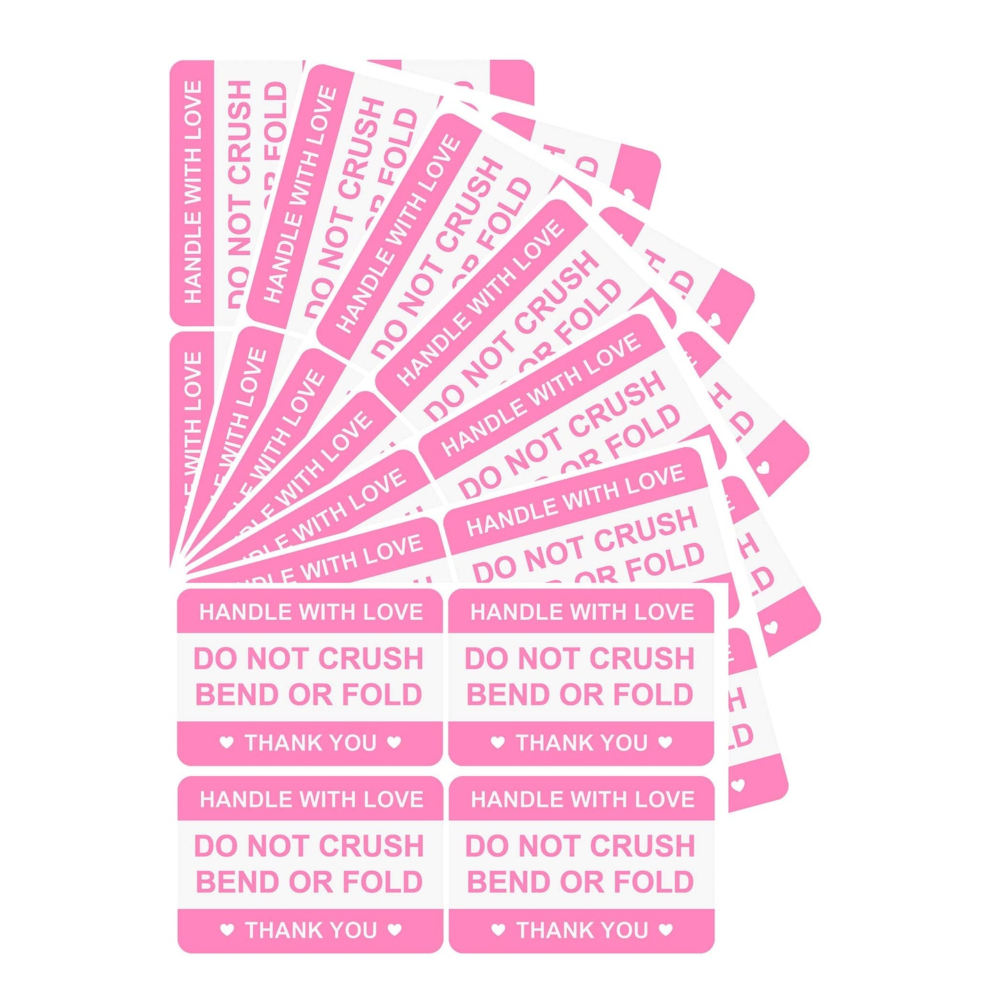 2"x3" 200 PCS Pink Do Not Crush Bend or Fold Handle with Love Labels Stickers Shipping Mailing Cartons Envelops Adhesive Labels-Poskornwel