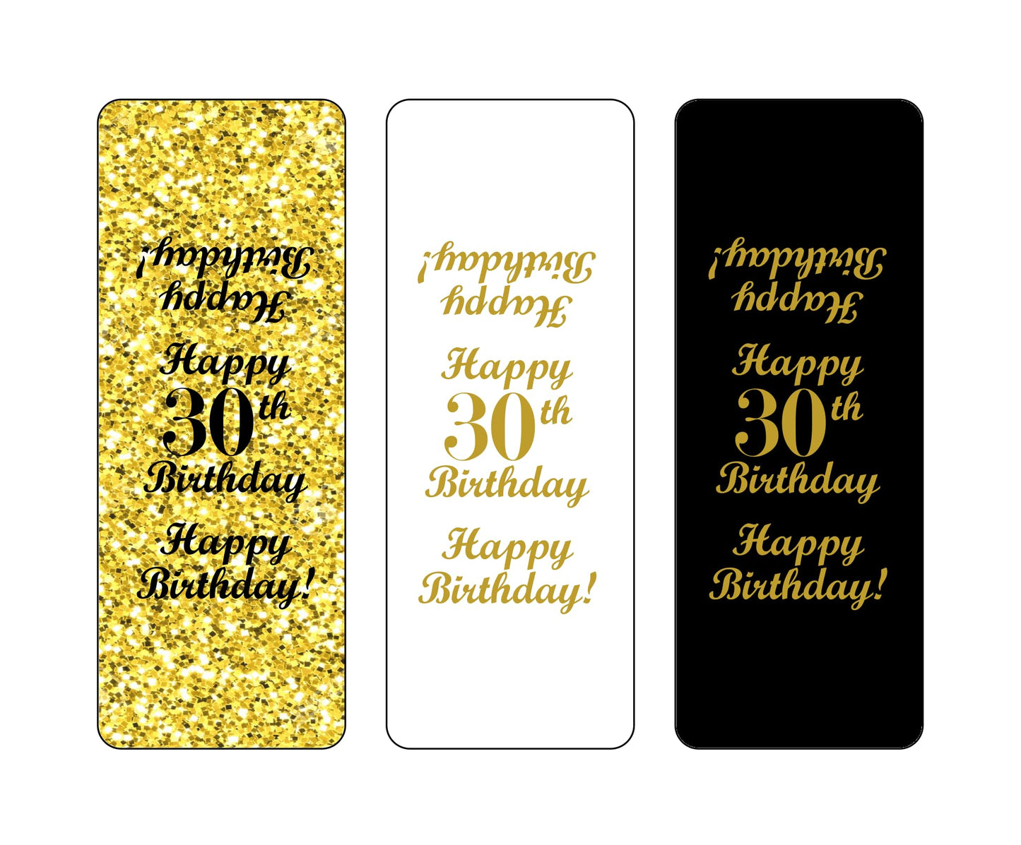 30th Birthday Nuggets Labels, Chocolate Candy Wrapper, (Set of 90) Candy Stickers; 3 Designs: 30 Gold, 30 Black, 30 White, Candy Not Included