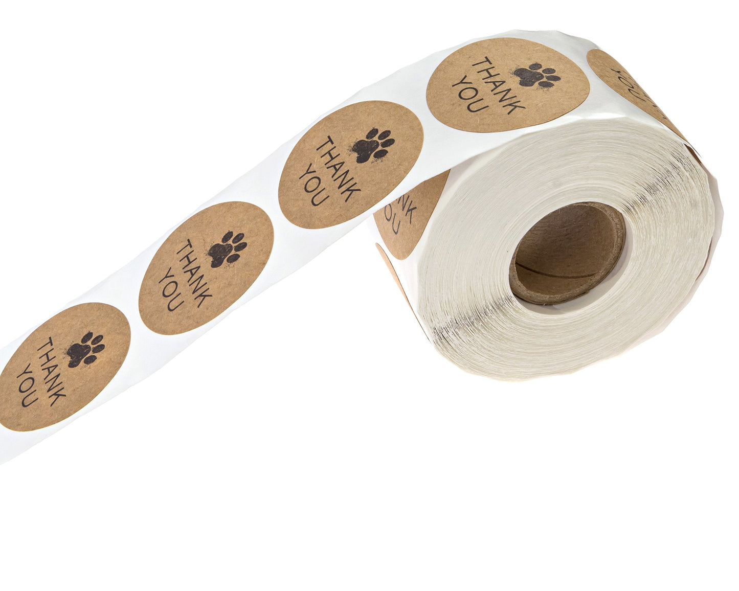 1.5" Round Brown Kraft Paw Print Thank You Stickers / 500 Dog Paw Print Thank You Labels Roll/Dog Cat Pet Animal Thank You Sticker/Made in The USA