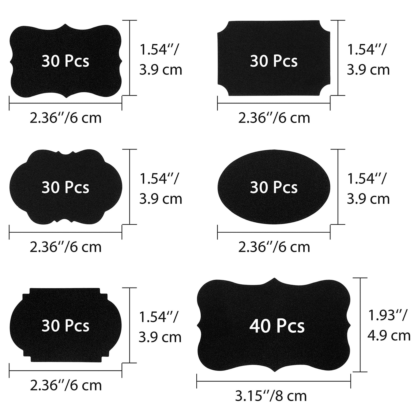 Wisdompro Chalkboard Labels, 190 Pcs Waterproof, Reusable & Removable Blackboard Stickers for Storage Bins, Food Container, Mason Jars, Bottles - 2 Sizes S, M