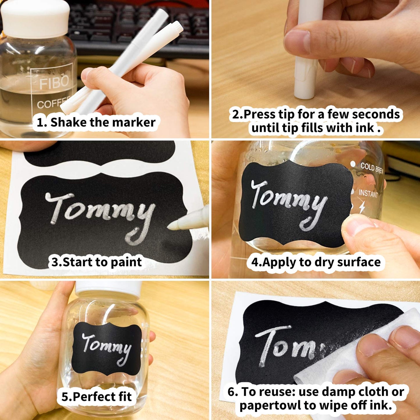 Chalkboard Labels,Removable Labels Reusable Waterproof Mason Jar Labels Stickers for Blackboard Sticker,Mason Jars, Storage, Craft Rooms, Glass Bottle, Store Home & Kitchen (Wavy Shape-120pcs)