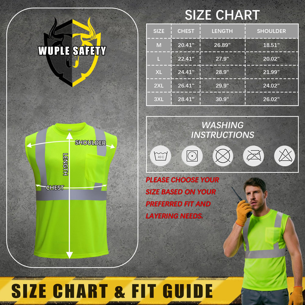 High Visibility Reflective Safety Sleeveless T-Shirt with Pocket, Quick Dry, ANSI Wicking Polyester Birdseye, 3PCS, Yellow, L Large Yellow-sleeveless-3pcs
