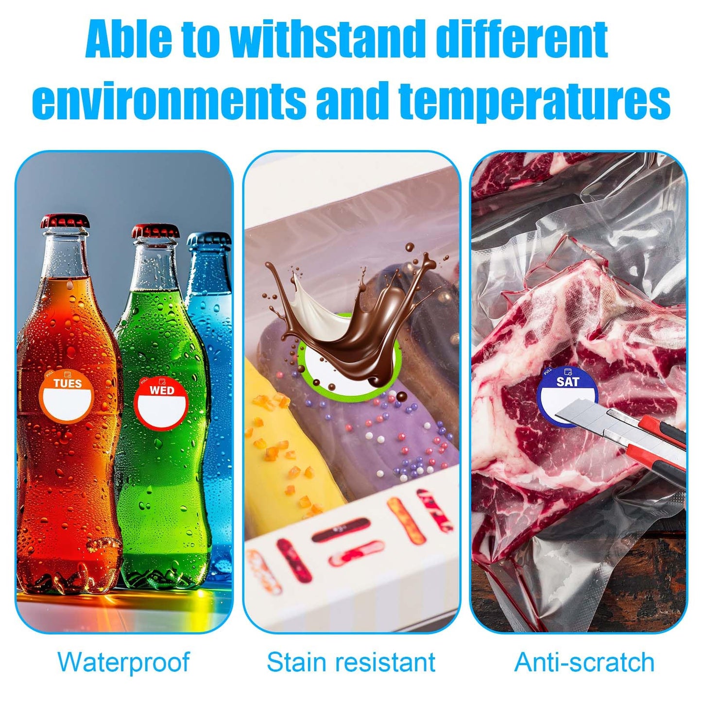 3500pcs Removable Days of The Week Stickers Round, from Monday to Sunday Food Label Weekday Stickers Dissolvable Food Tab Tag Waterproof Expiration Date Decal for Fruit Container Kitchen Restaurant
