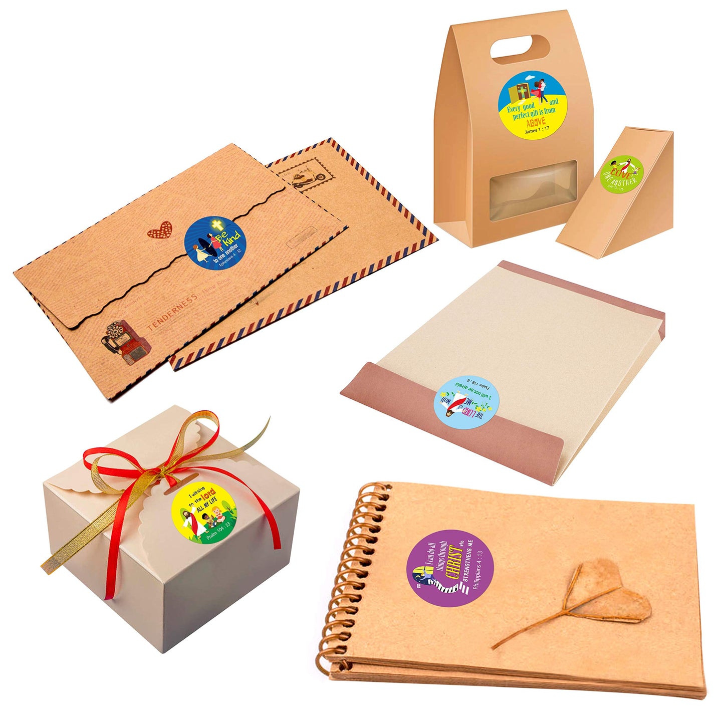 1200 Christian Prayer Faith Bible Verse Stickers in 16 Designs with Perforation Line (Each Measures 1.5" in Diameter)