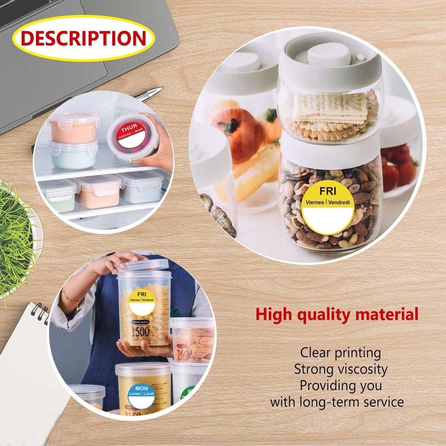 7 Days of The Week Labels 1 Inch Color Coding Food Rotation Labels - Self Adhesive Mon, Tue, Wed, Thurs, Fri, Sat Sun Day Label 700 Pcs Day Stickers