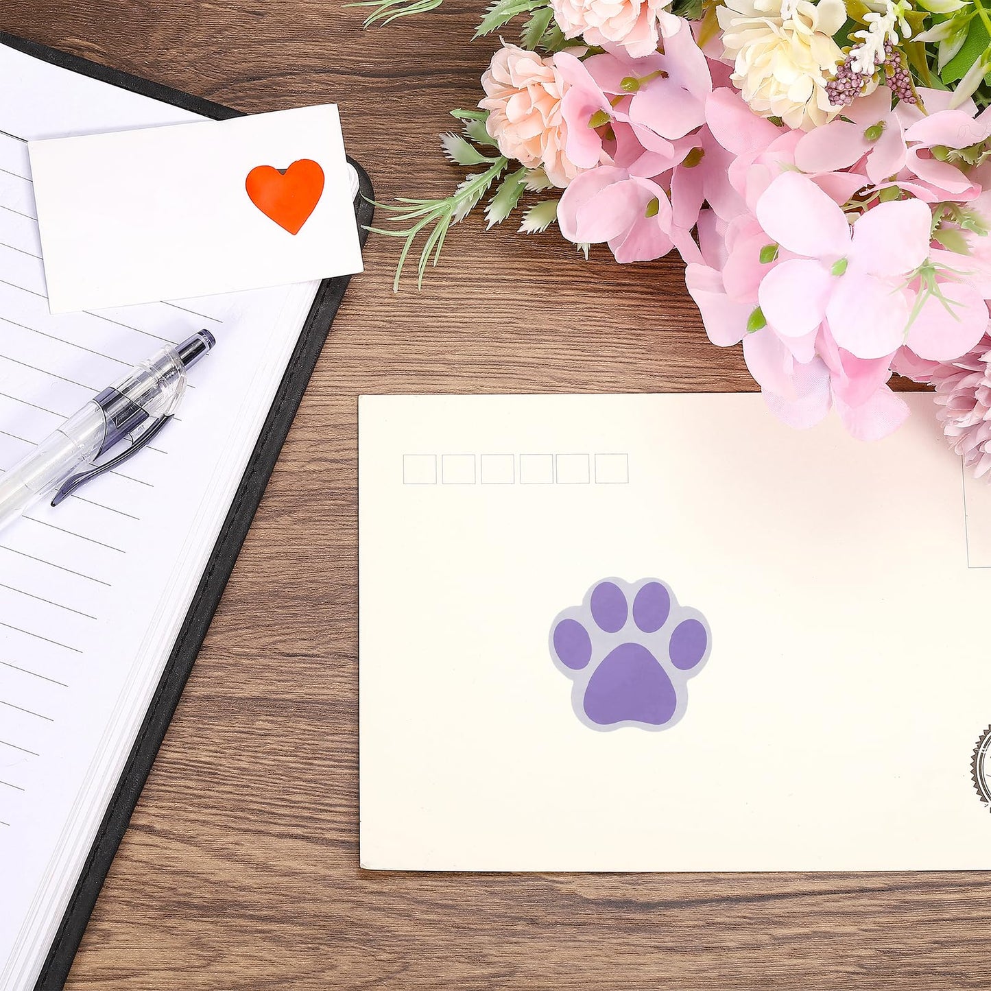 MECCANIXITY Adhesive Label Stickers Purple 600Pcs Paw Prints Stickers 1.5inch Dog Paw Bear Paw Stickers for Children Teacher Fit Crafts Party