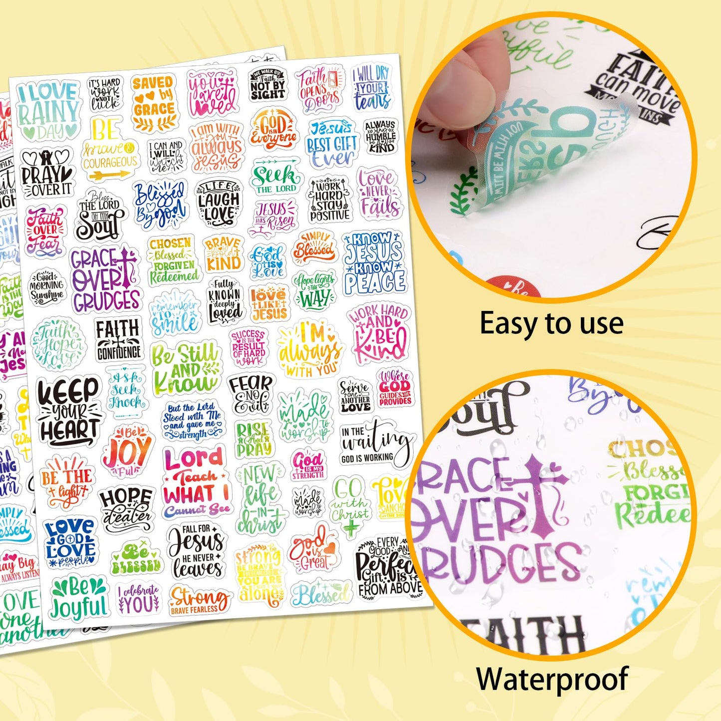 Bible Verse Stickers Inspirational Clear Bible Stickers for Crafts Christian Religious Faith Labels for Water Bottle Scrapbooking Calendar Diary Planner Inspirational Prayer Board Stickers