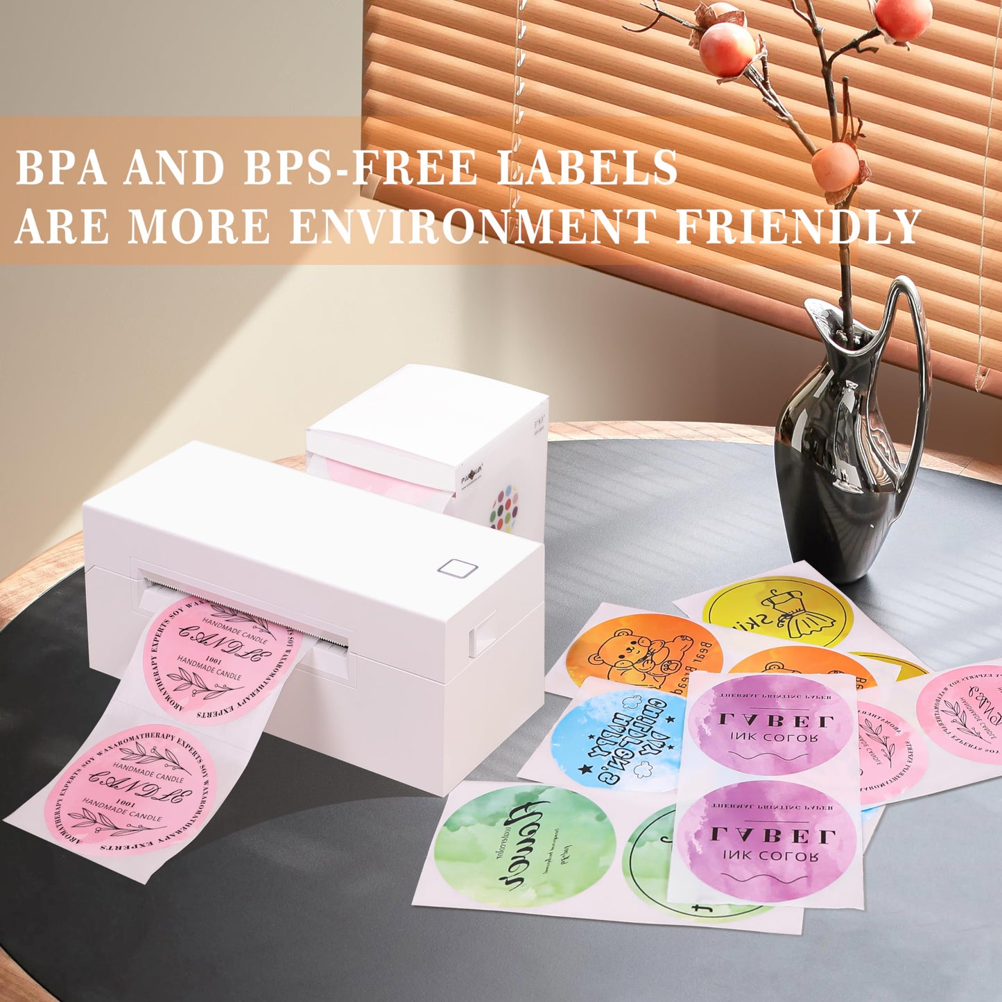 PARLAIM 3 Inch Watercolor Pink Circle Thermal Sticker Labels, Self-Adhesive Round Address Labels, Multi-Purpose Roll Thermal Stickers Tap for Business-500 Labels/1 Roll