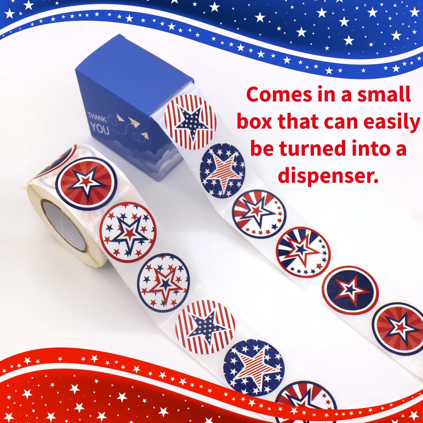 1.5 inches/500 Patriotic Stickers, 8 Designs of American Flag Stickers, 4th of July Stickers for Patriotic Decor Presidents Day Memorial Day Independence Day Labor Day Veterans Day