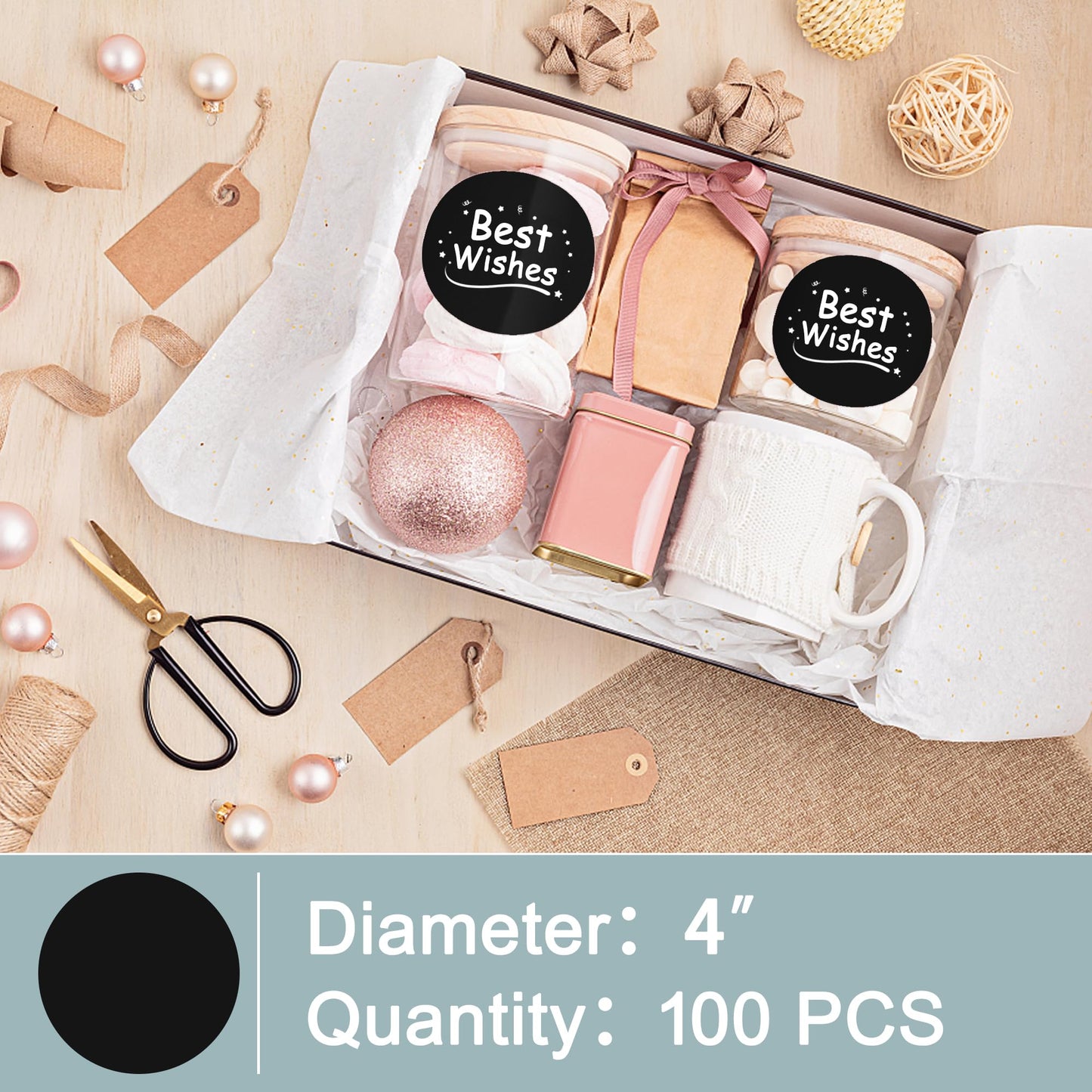4 inch Circle Stickers Dot Label Color Coding Labels Adhesive Round Label 100 Dot Stickers, Black Color